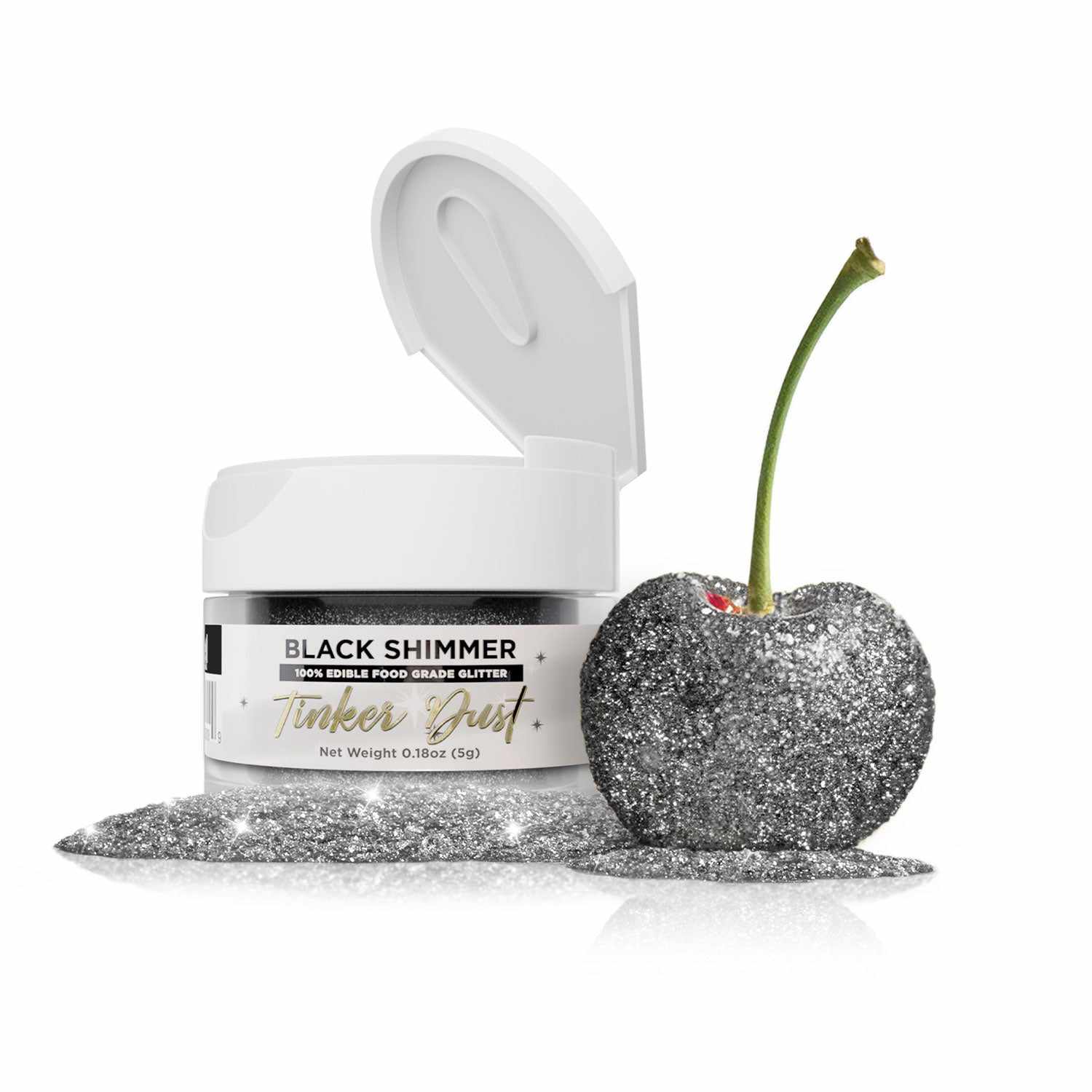 Tinker Dust® Black Edible Glitter - 5 Grams for Cake Decorating, Cupcakes, Cookies & DIY Desserts | Food Safe Sparkle Dust for Baking & Party Treats