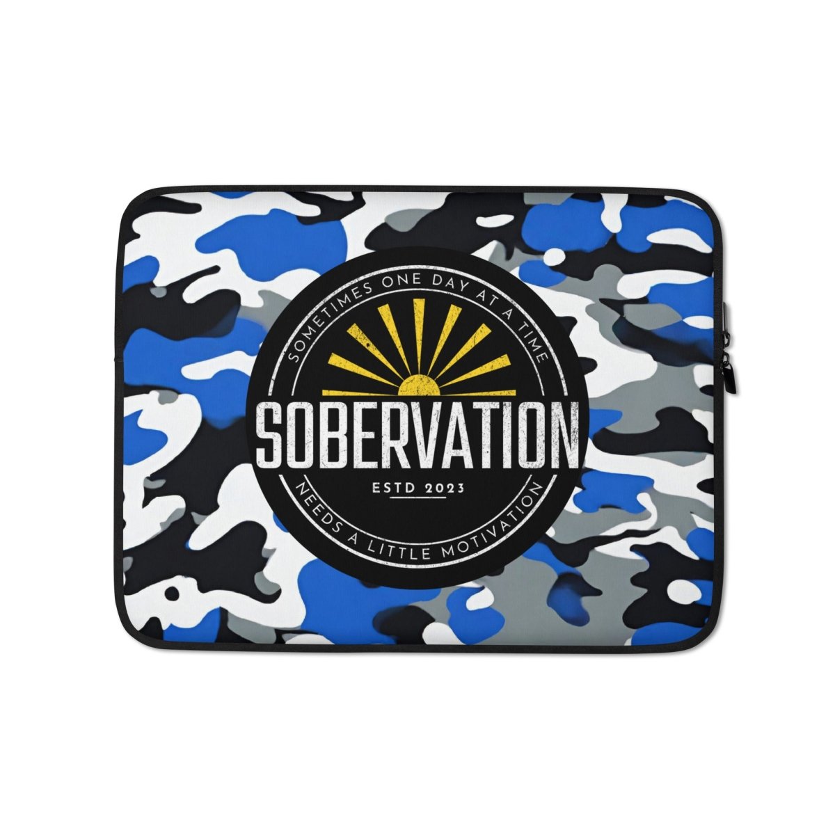 Sobervation Blue Camo Laptop Sleeve - Waterproof 15.6 Inch Laptop Case with Handle | Stylish Protective Sleeve for MacBook & Windows Laptops | Perfect for Travel, Work & School