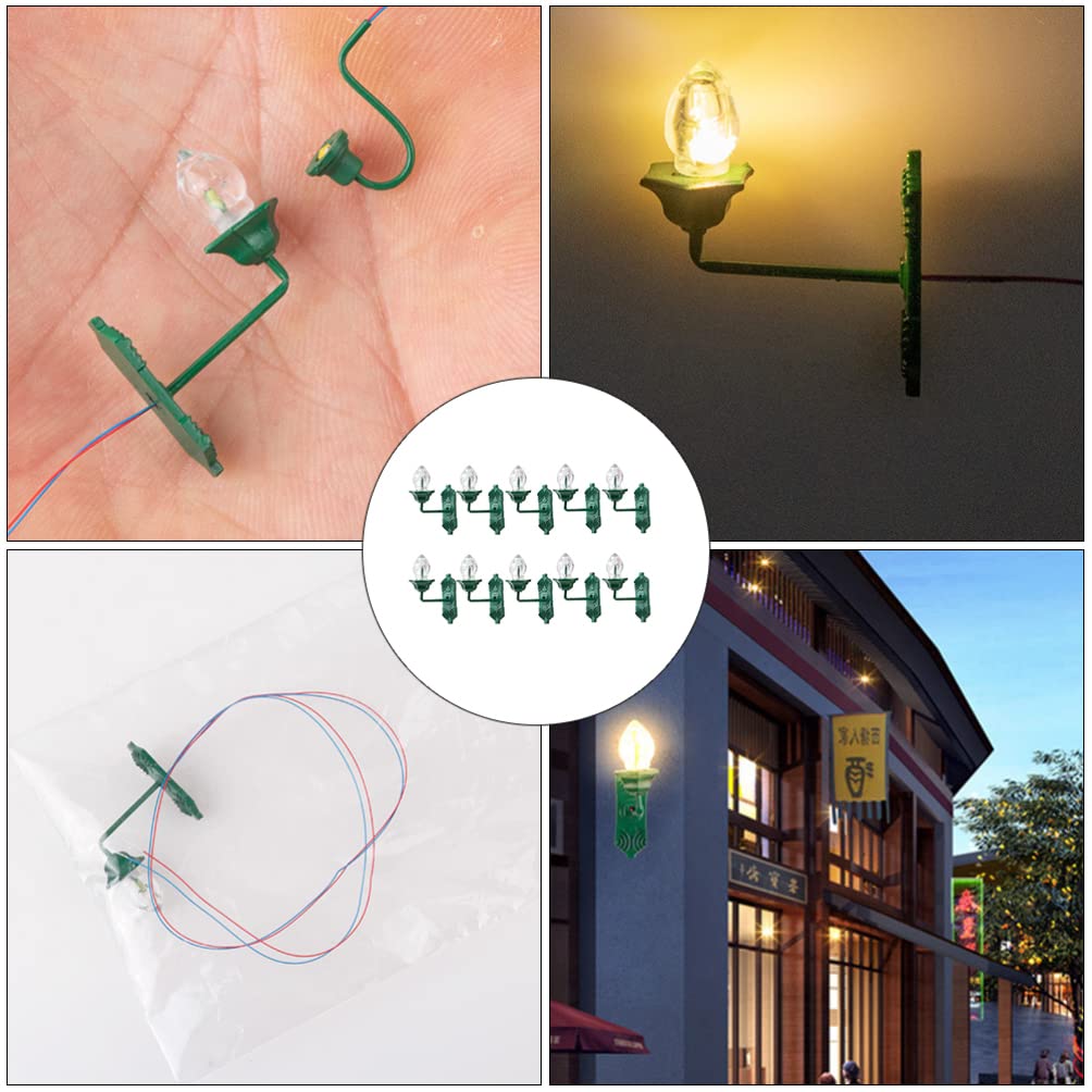 GANAZONO 10PCS Miniature Wall Sconce Lights - LED Dollhouse Lighting, Model Railway Accessories, Tiny Wall Lamps for DIY Home Decor, Mini Furniture Ornaments - Perfect for Dollhouse, Train Set, and Room Decoration