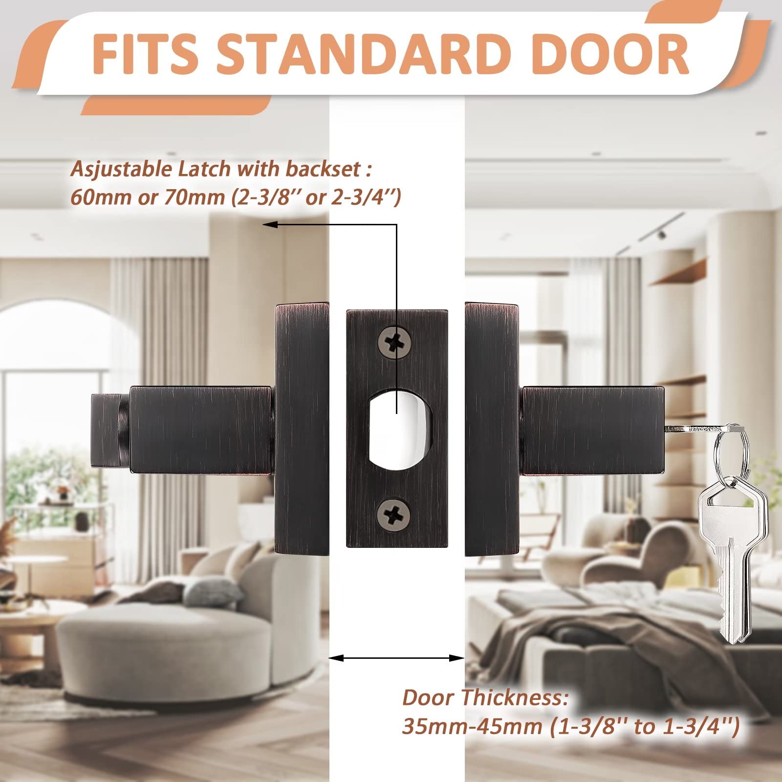 Oil Rubbed Bronze 2-Pack Entry Door Lever Lockset - Keyed Alike Front Door Handle Lock with Keyed Lever Set for Home Security | Perfect for Front Doors, Bedrooms & Office Spaces