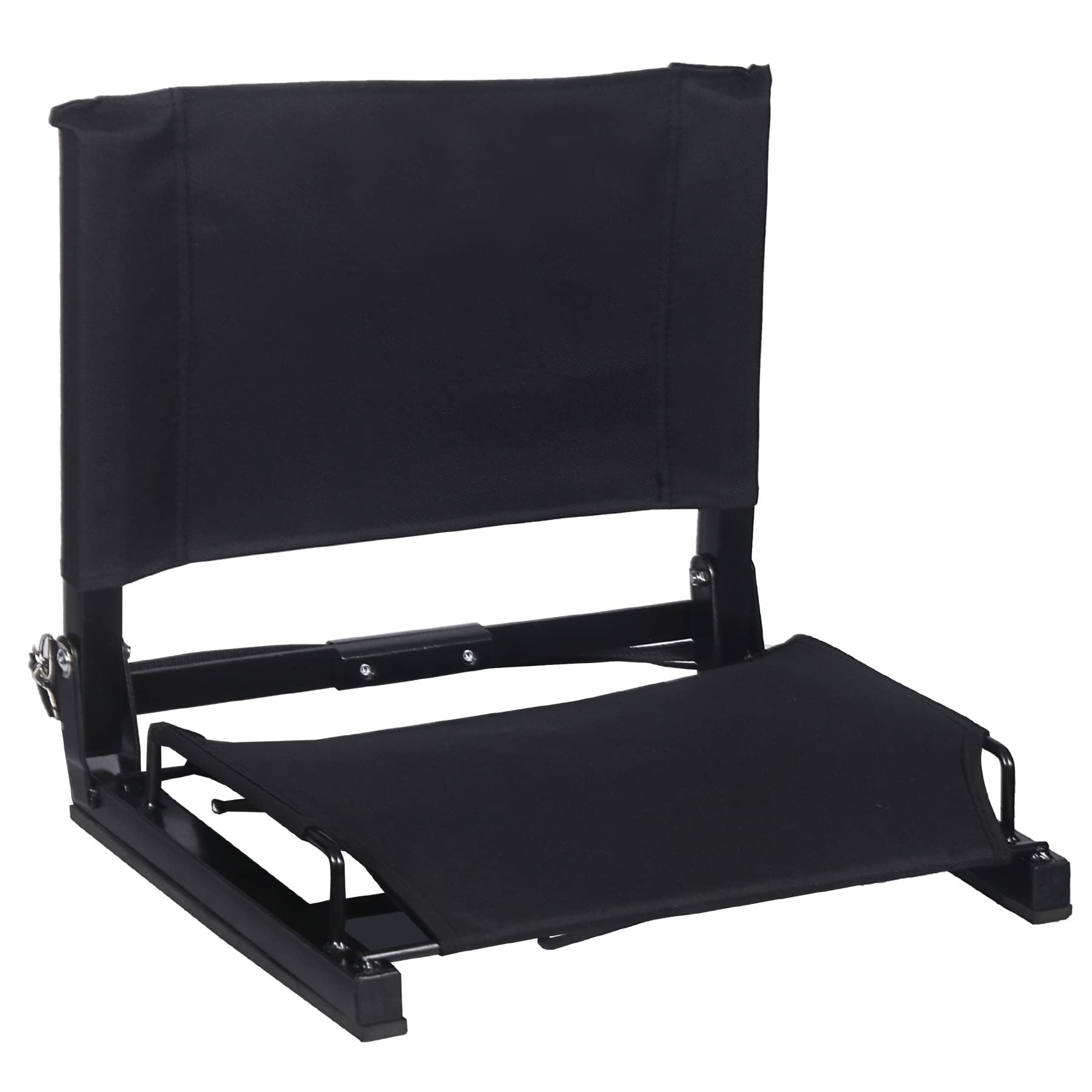 REDCAMP Portable Folding Stadium Seat with Back Support, Cup Holder & Storage Pocket - Lightweight Bleacher Chair for Outdoor Sports, Concerts, Camping & Picnics - Comfortable Bench Seat Cushion (Black)