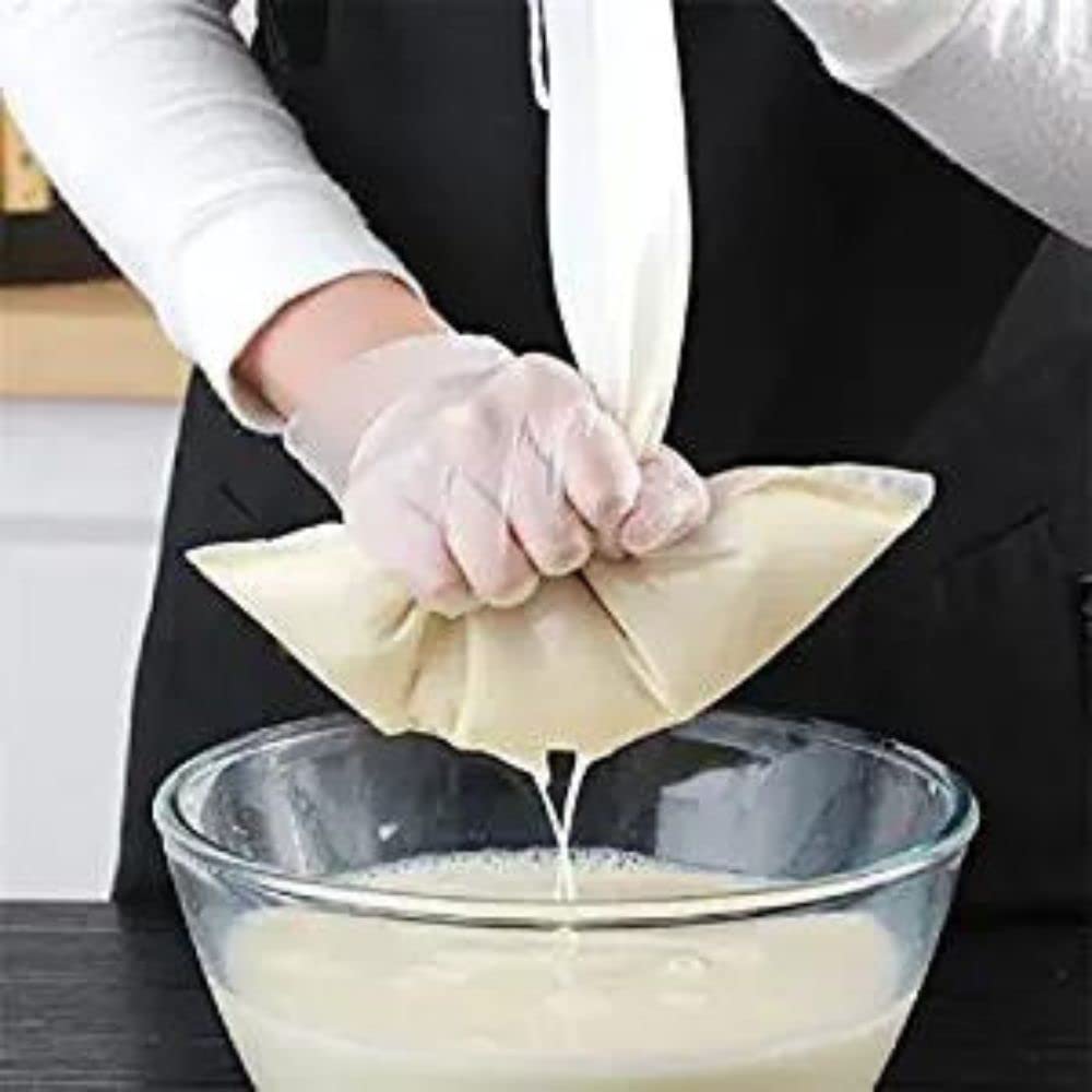 Premium Food Grade Soy Milk Filter Bags - 3 Pack Fine Mesh Cheesecloth for Nut Milk, Yogurt & Tofu Making | Reusable & Washable White Cloth Strainer | DIY Kitchen Essentials for Vegan & Organic Recipes