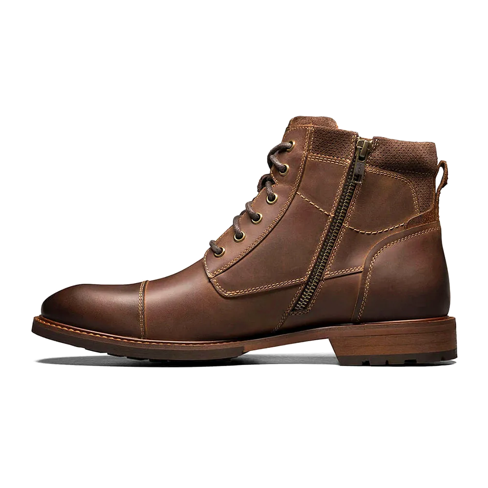 Florsheim Lodge Cap Toe Lace Up Boots for Men - Brown Crazy Horse Leather - Comfortable & Durable Work Boots for Outdoor, Hiking & Casual Wear