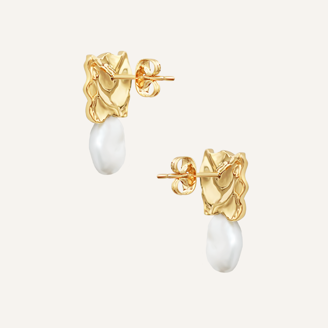 Dune Pearl Stud Earrings for Women - Genuine Pearl Jewelry Set - Elegant & Timeless Gift for Her - Perfect for Weddings, Parties & Everyday Wear