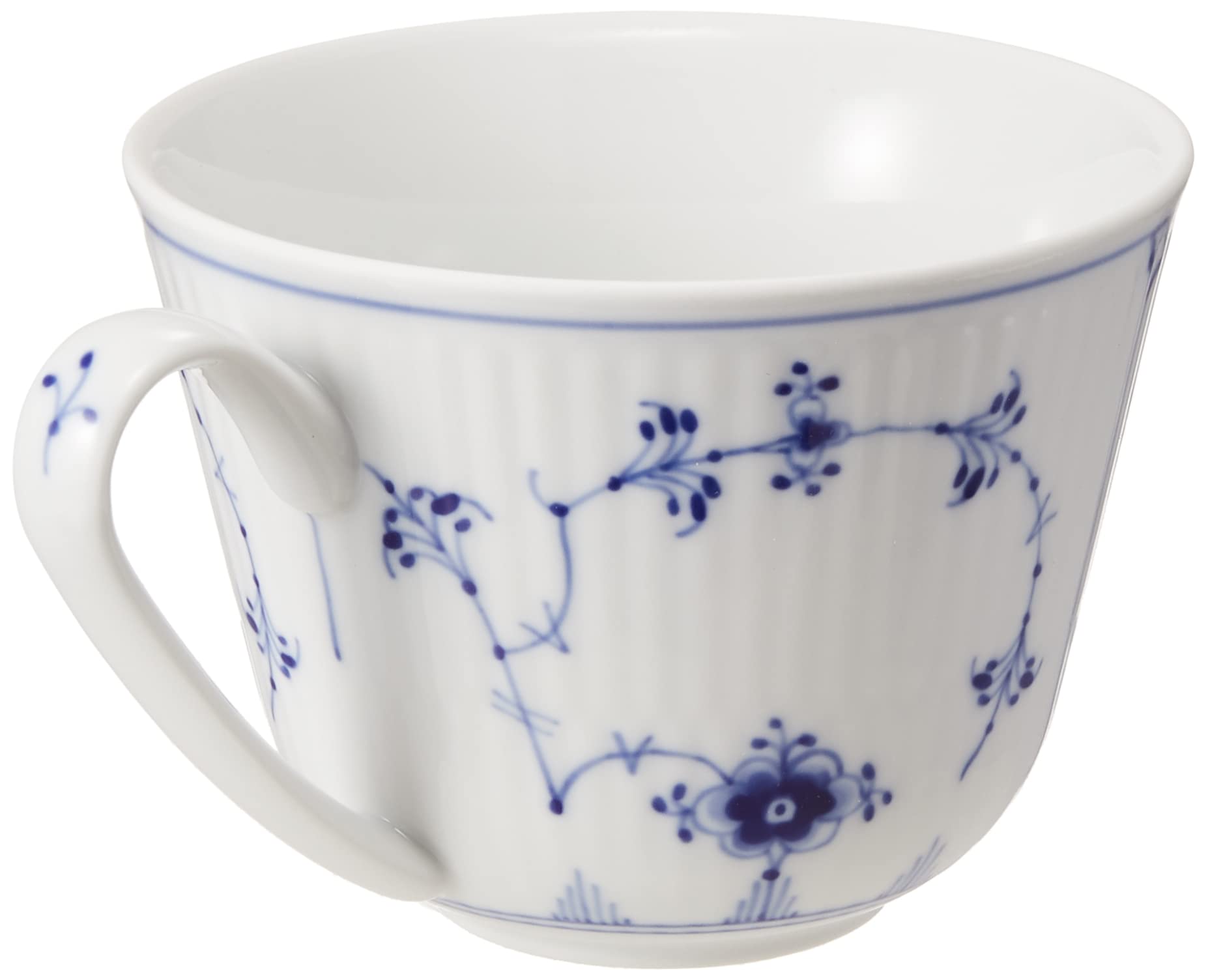 Royal Copenhagen Blue Fluted Plain Cup & Saucer Set - 8.5 oz (240 ml) Fine Porcelain Tea Cup - Elegant Wedding Gift, Anniversary Present & Tea Party Essential - Perfect for Bridal Showers, Afternoon Tea & Home Decor