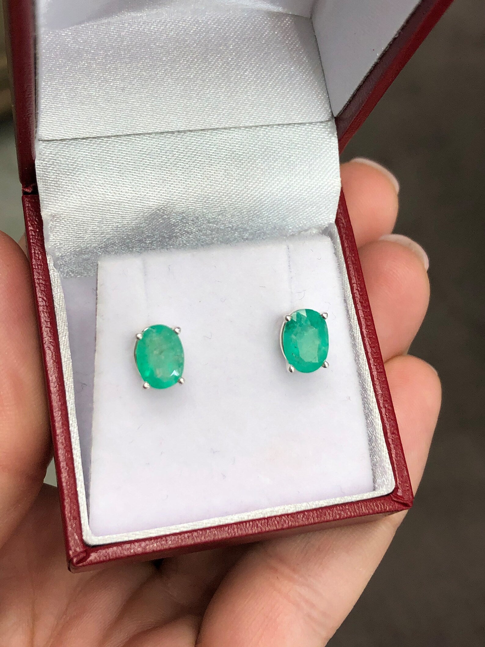 2.28tcw Natural Emerald Oval Cut May Birthstone Stud Earrings for Women - Perfect Gift for Mother's Day, Anniversary & Special Occasions