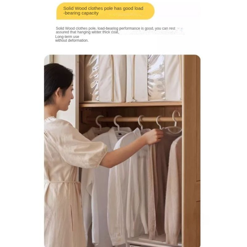 Solid Wood Beech & Poplar Nordic Sliding Door Wardrobe - Modern Closet for Bedroom, Living Room, and Entryway Storage