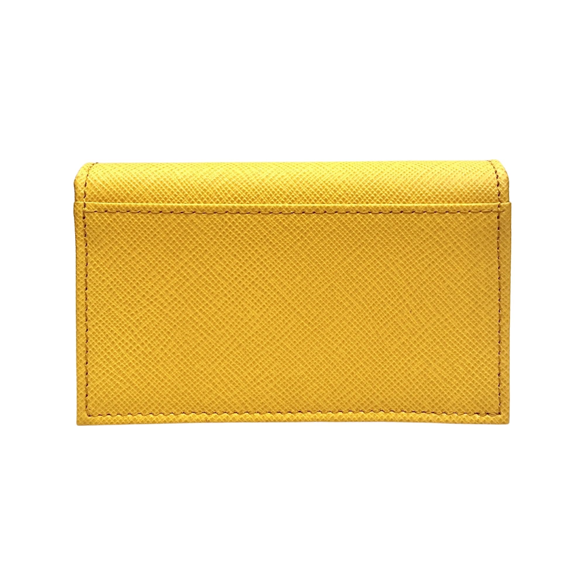 Prada Women's Vitello Move Sole Yellow Leather Card Holder Wallet 1MC122 - Slim & Stylish for Everyday Use, Travel & Gifting