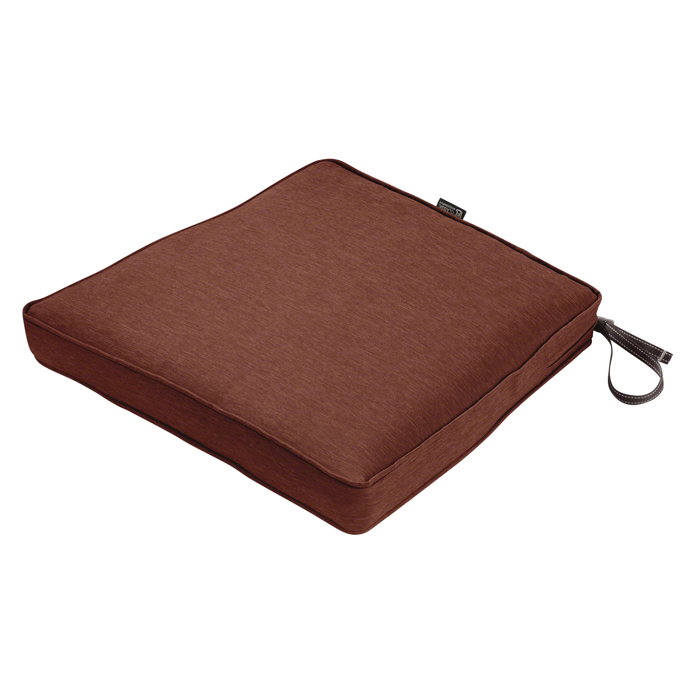 Classic Accessories Montlake Patio FadeSafe Seat Cushion - Henna 17x15x2 Inches, Weather-Resistant Outdoor Furniture Cushion for Patio Chairs, Loungers, and Garden Benches