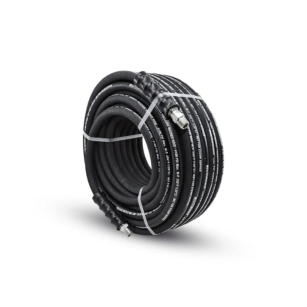 **BluShield Aramid Braided Rubber Pressure Washer Hose - 4100 PSI, 250°F Hot & Cold Water Resistant, Heavy Duty, 35% Lighter & Flexible (3/8
