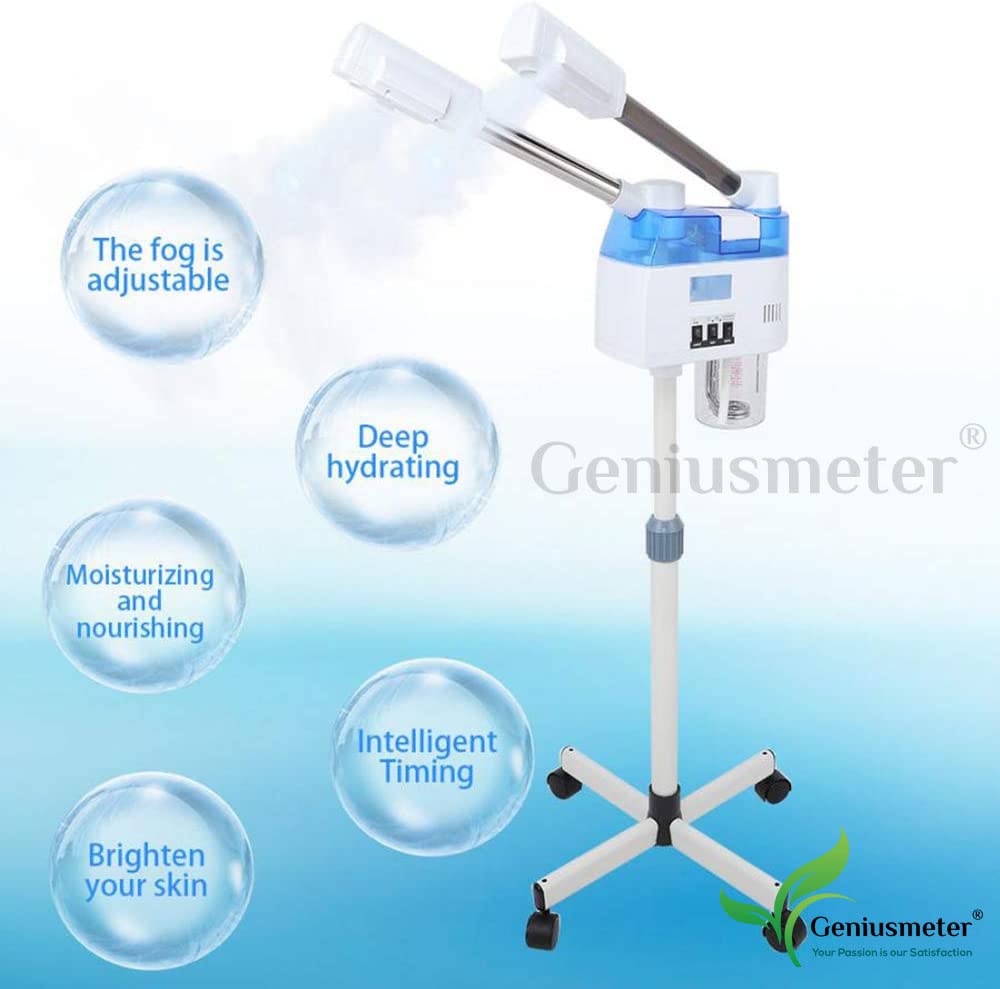 Geniusmeter® 2-in-1 Nano Facial Steamer with Hot & Cold Spray - Adjustable Double Tube for Hydrating Skin Care - Perfect for Salon, Spa & Home Beauty Treatments