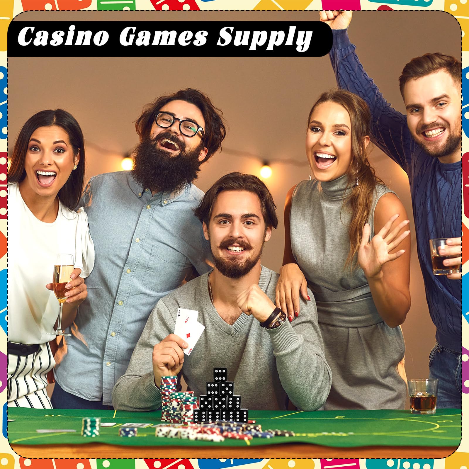 30 Pcs Standard 25mm Casino Dice Set - Large Opaque Jumbo Acrylic D6 Bulk Dice for Casino Theme Parties, Board Games, Vegas Birthday Supplies (Black) | Perfect for Poker Nights, Game Nights, and Casino-Themed Events