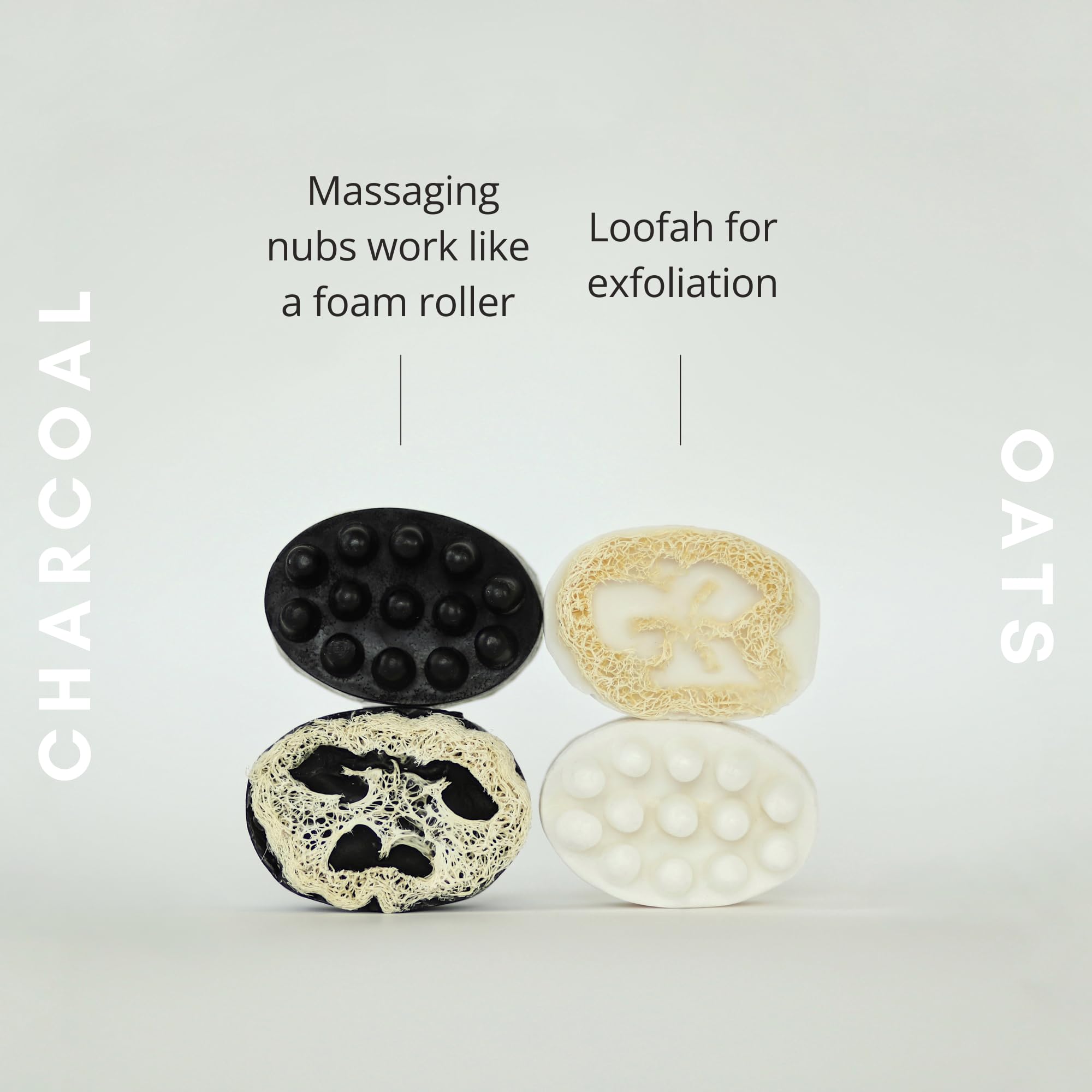 Daily Rituals Oatmeal Scented Massage Bar Soap with Loofah - Exfoliating Body Scrub for Deep Cleansing & Oil Removal - Perfect for Shower, Spa & Self-Care Routine