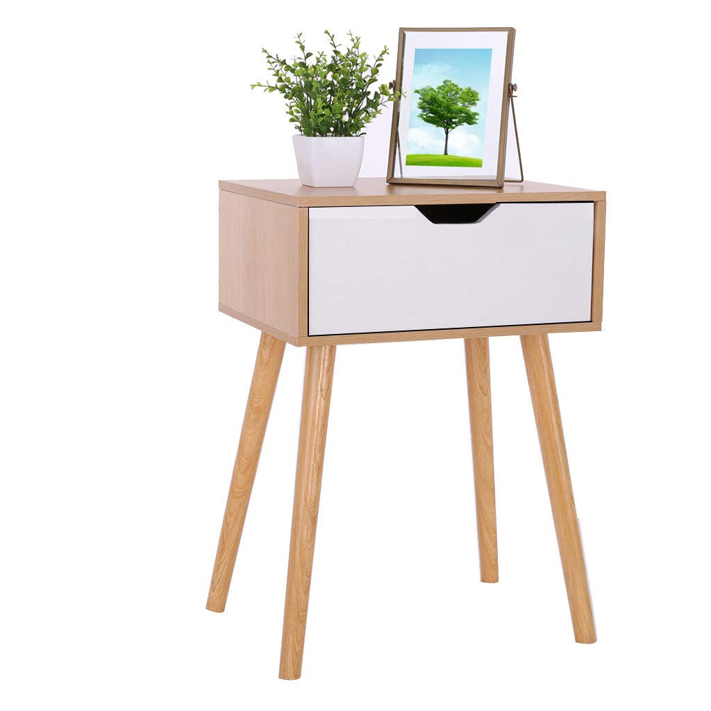 Alalaso Double Drawer Nightstand with Storage Cabinet - Bedside Locker for Bedroom, Living Room & Office (Fast USA Shipping) - Perfect for Organizing Books, Lamps & Bedroom Essentials