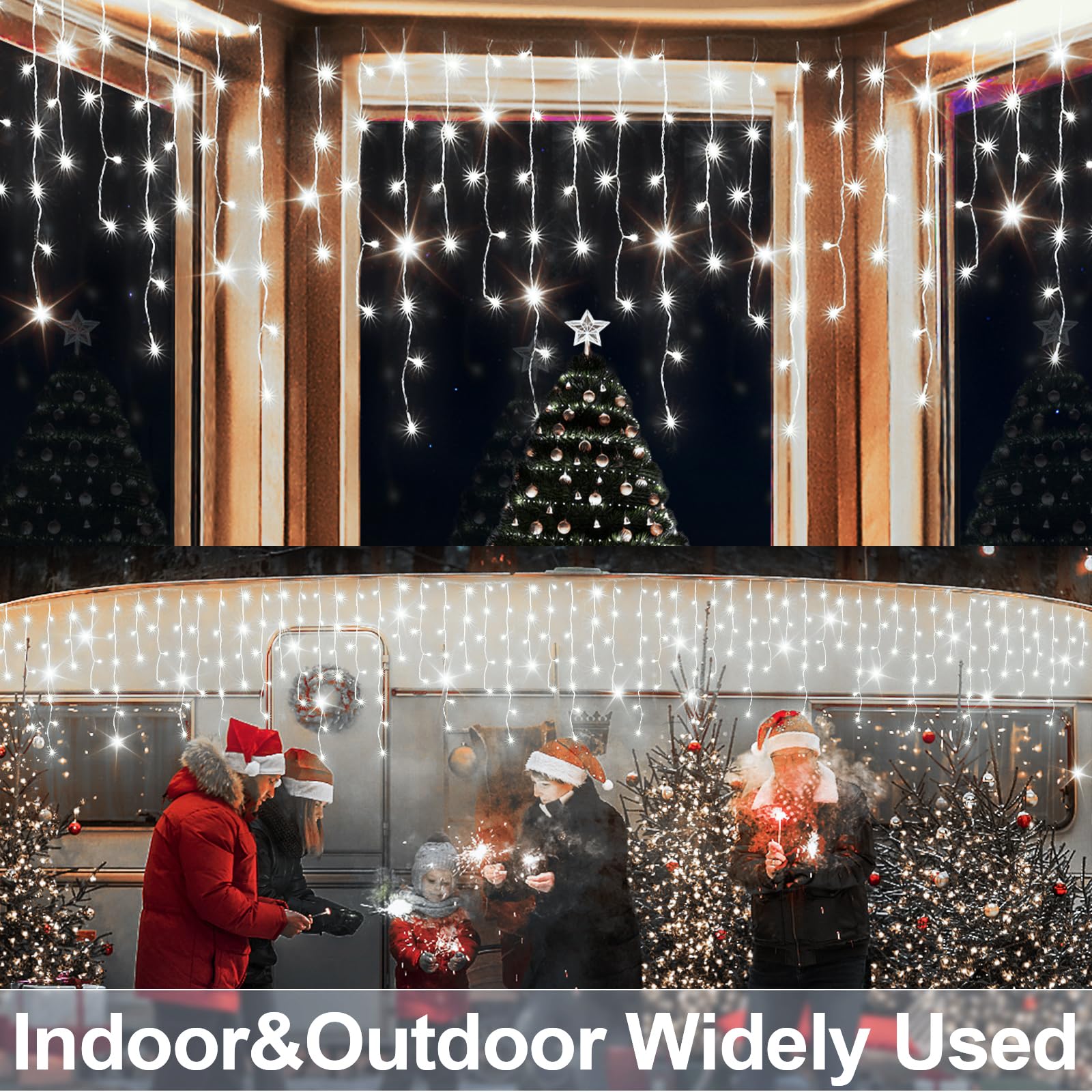 JXLEDAYY 1280 LED 131ft Christmas String Lights with 240 Drops - 8 Lighting Modes for Holiday Decorations, Wedding, Party, Bedroom, Garden & Patio - Indoor/Outdoor Use (Cool White) | Perfect for Christmas Tree Decor, Backyard Lighting and Festive Home Ambiance
