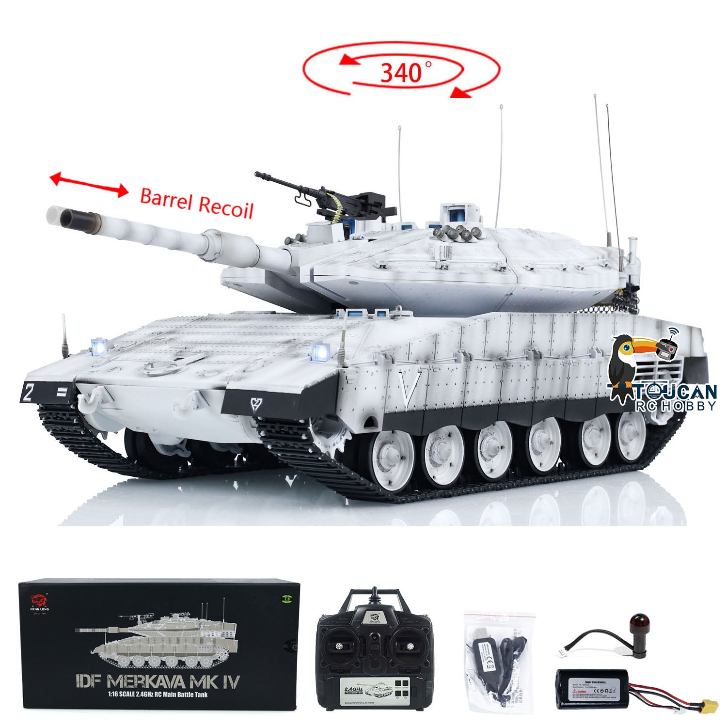 1/16 Scale Heng Long Plastic RC IDF Merkava MK IV Main Battle Tank - Remote Control Military Vehicle with BB Shooting for Adults & Kids | Battle Simulation, Collection Display, Outdoor Play