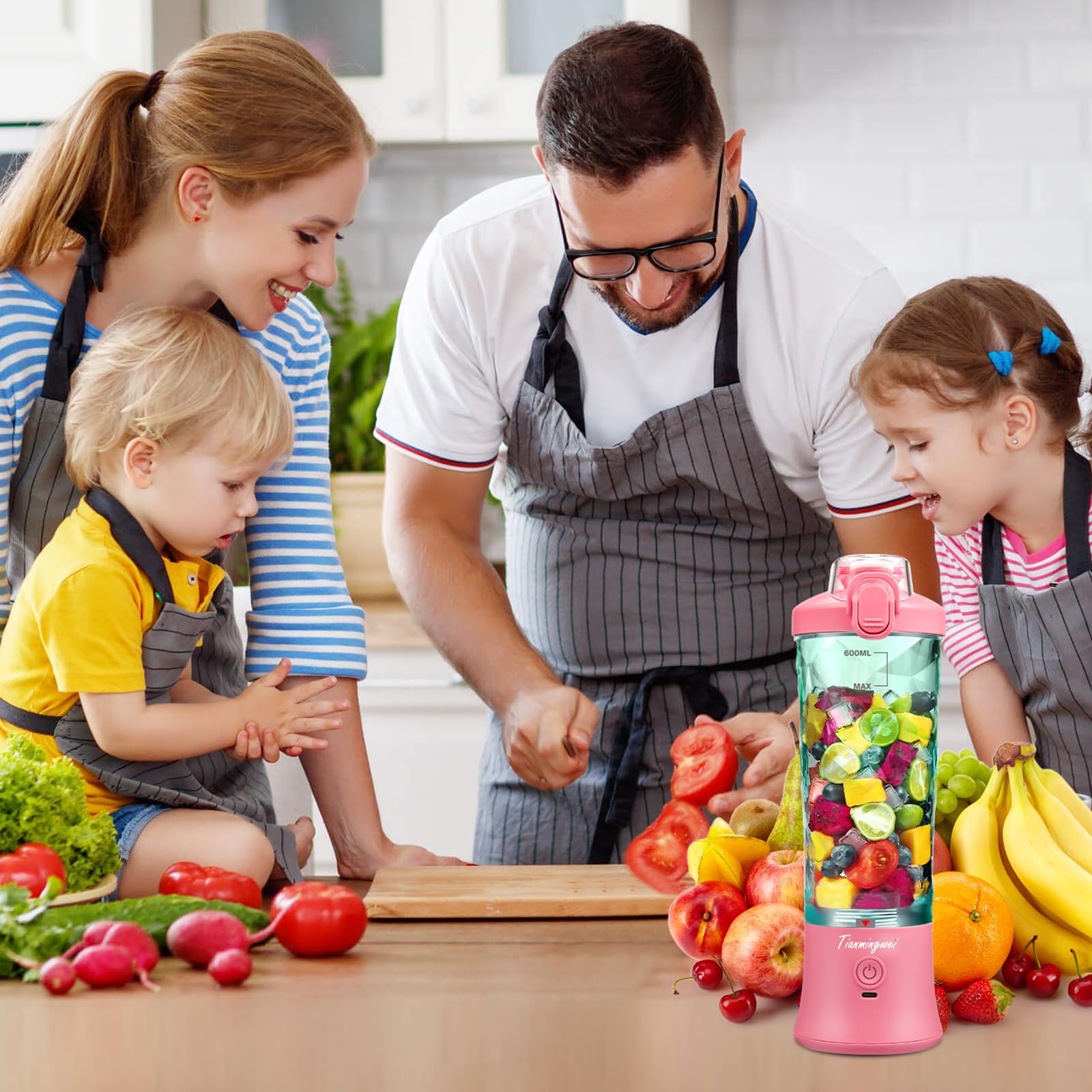 Portable USB Rechargeable Blender - 20oz Personal Mini Juicer for Smoothies, Shakes, Baby Food & Nut Mixing | High Speed Travel Blender with Leak-Proof Lid | Perfect for Gym, Office, Travel & Home Use
