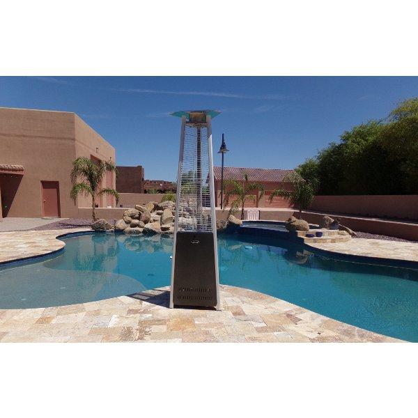 Commercial Outdoor Patio Heater with Tall Triangle Glass Tube - Perfect for Restaurants, Hotels, and Backyard Gatherings