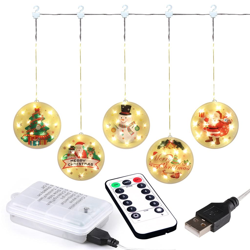 WYBFZTT-188 3D Christmas Window Hanging LED String Lights - Color B | Waterproof Indoor/Outdoor Holiday Decor for Home, Party & Christmas Tree Decoration