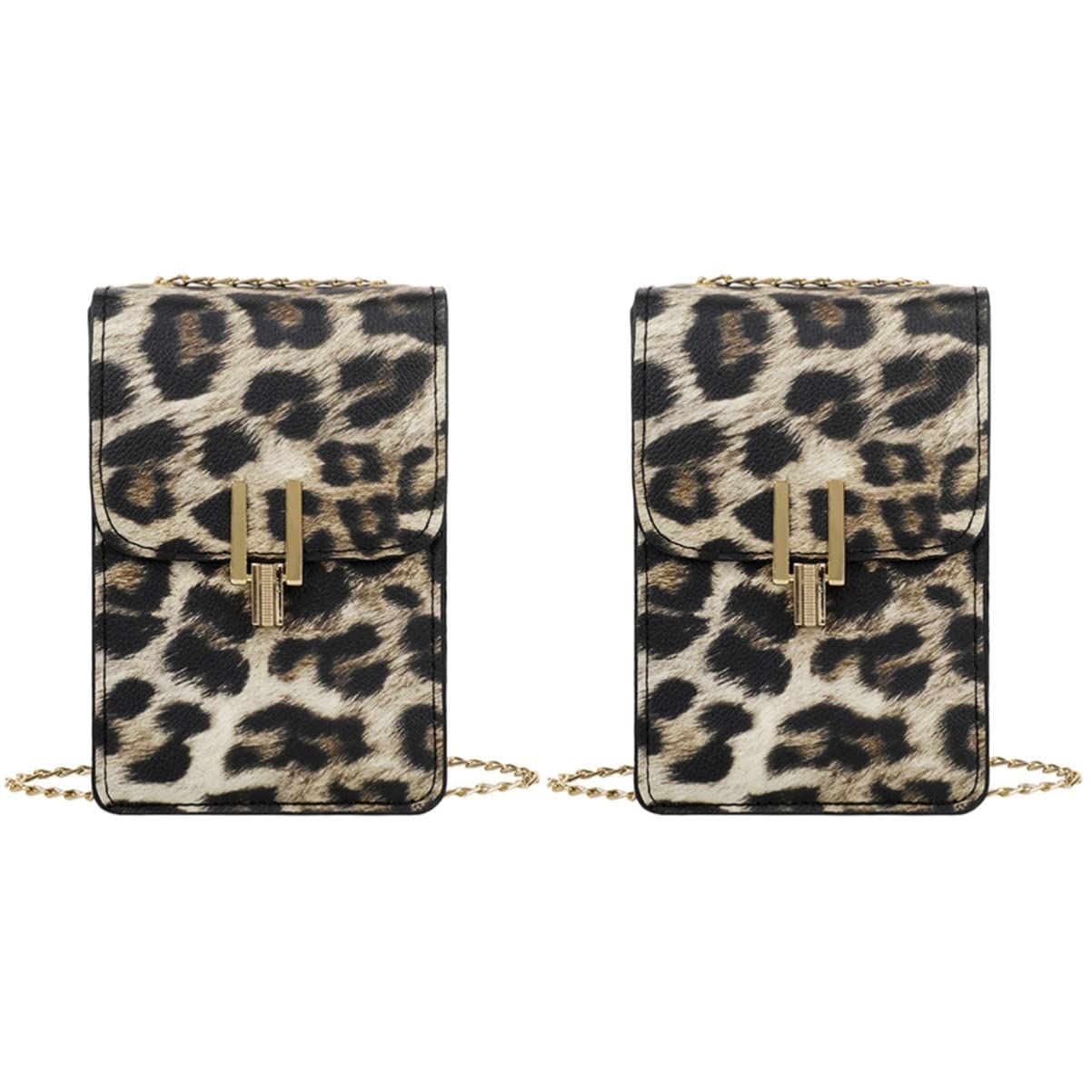 VALICLUD 2-Pack Leopard Print Crossbody Phone Bag for Women - PU Leather Shoulder Purse with Phone Pouch - Perfect for Shopping, Travel & Daily Use