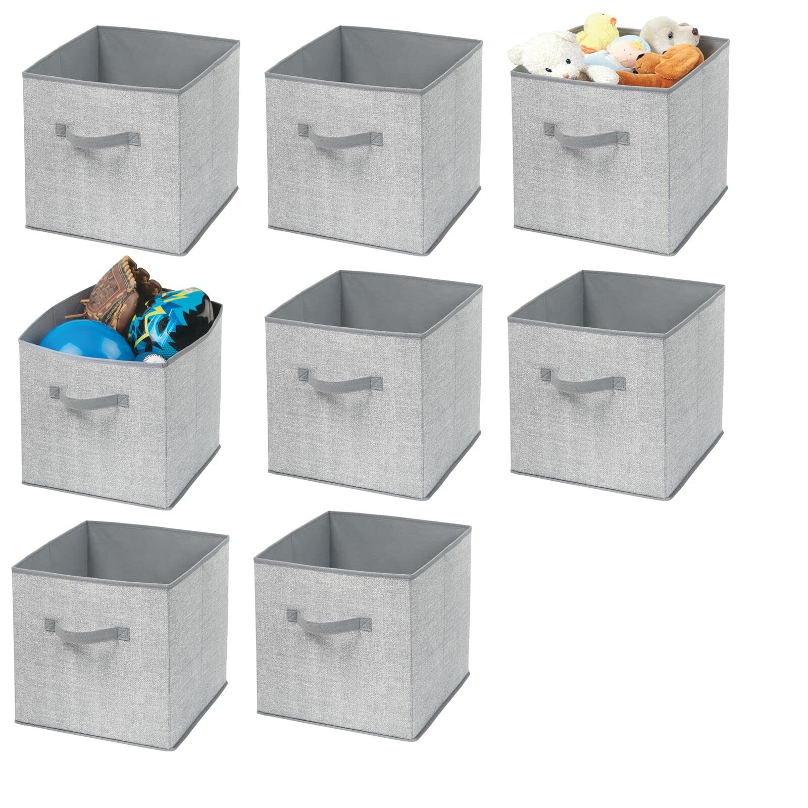 Soft Fabric Storage Bins with Handles for Nursery, Playroom & Closet - 8-Pack Gray Organizer Bins for Toys, Clothes, Diapers & Baby Essentials - Perfect for Cube Shelves & Furniture Storage Solutions