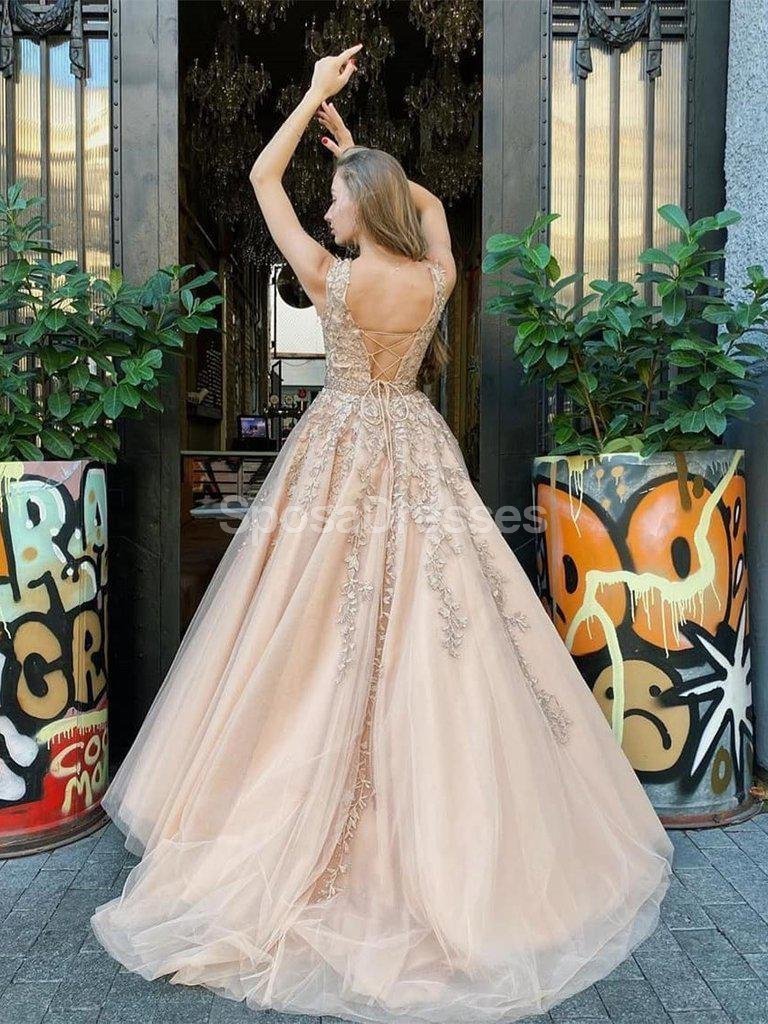 Elegant Lace Applique A-Line Evening Prom Dresses for Women - Formal Party Gowns for Homecoming, Ball & Special Occasions | Style 12274