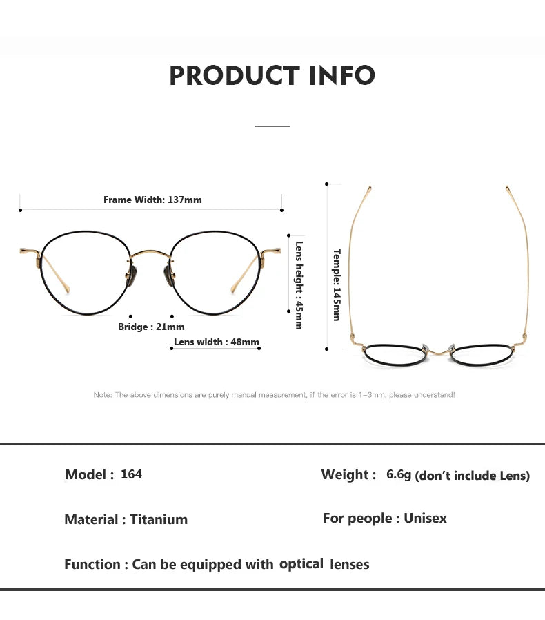 Stylish Unisex Full Rim Oval Round Titanium Eyeglasses Frame 7285 - Lightweight & Durable for Work, Reading & Everyday Wear