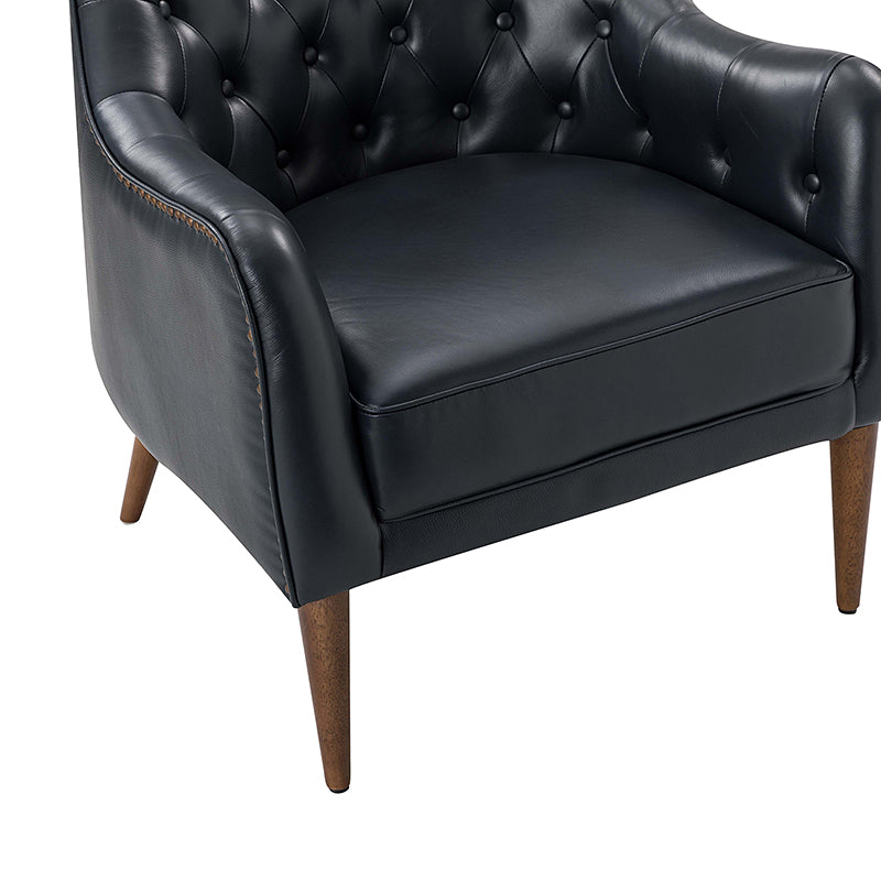 **Casio Genuine Leather Barrel Chair with Wooden Legs – Stylish Accent Chair for Living Room, Office, or Lounge**