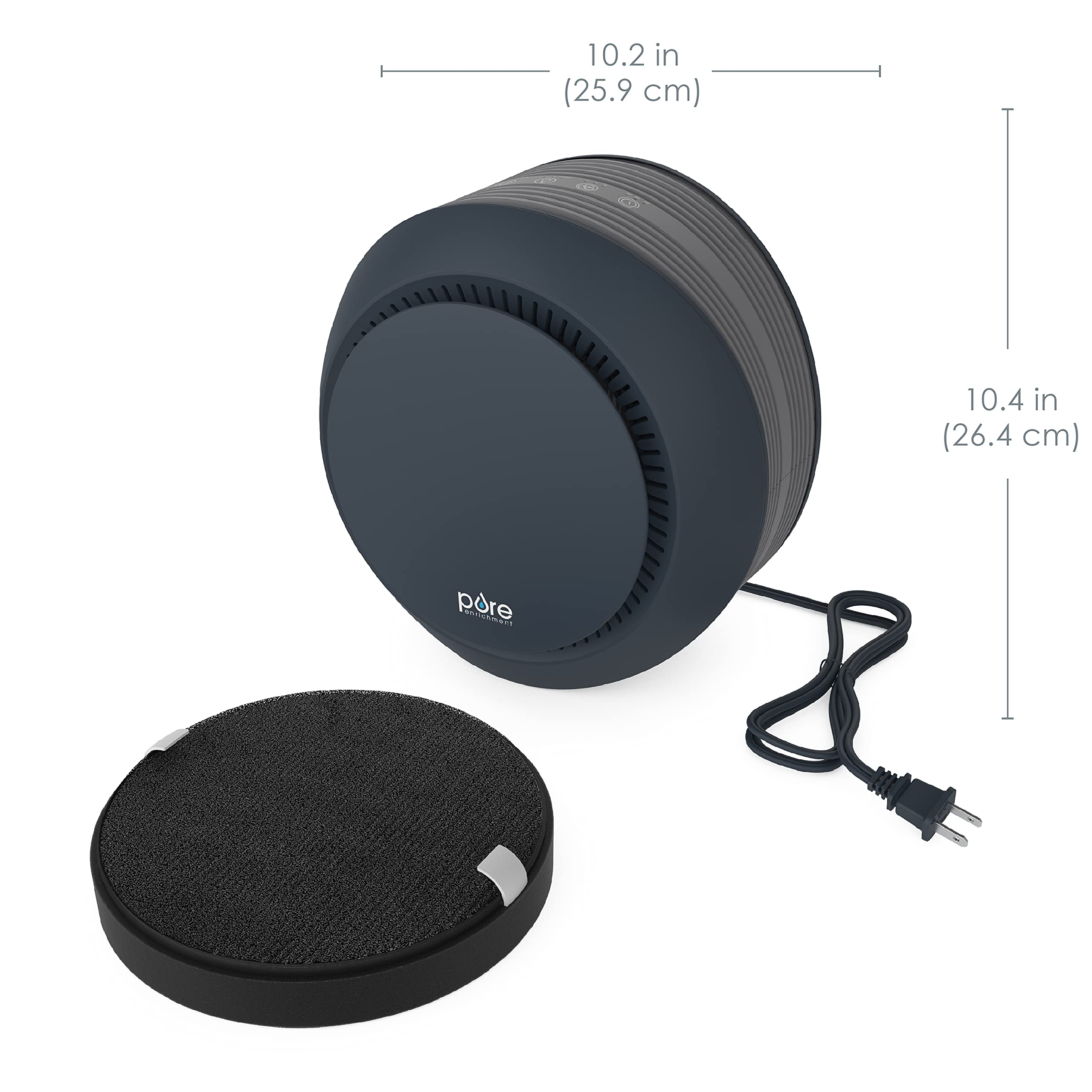 Pure Enrichment PureZone Halo Medium Room Air Purifier with 2-Stage Filtration - Removes Smoke, Pollen, Dust & Pet Dander | Compact Design for Bedroom, Office & Living Room (Graphite)
