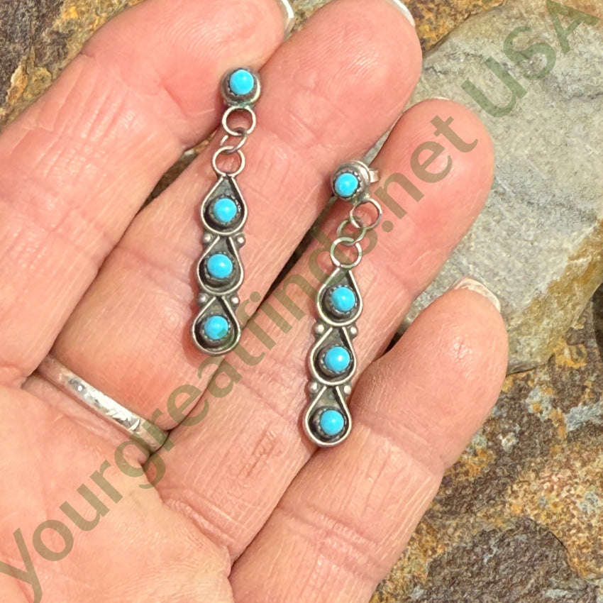 Vintage Navajo Sterling Silver Snake Eye Turquoise Earrings for Women - Handmade Native American Jewelry for Casual Wear & Special Occasions