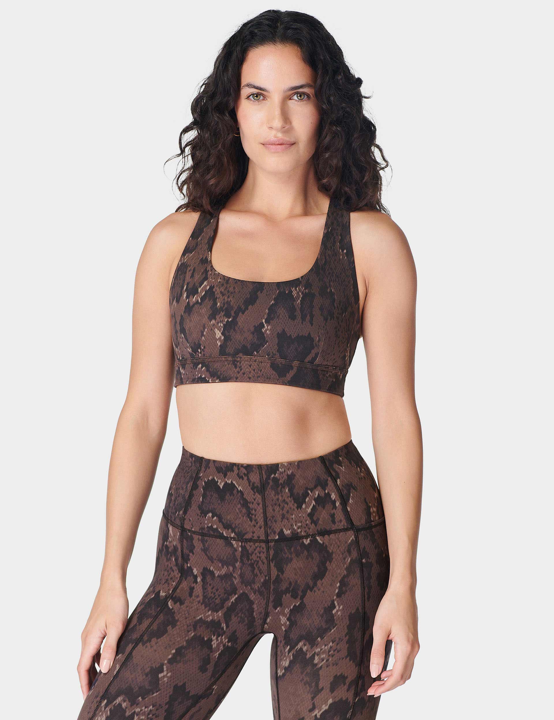 Super Soft Reversible Bra - Brown Python Print & Cacao Brown | Comfortable Wireless Bralette for Yoga, Lounge & Everyday Wear