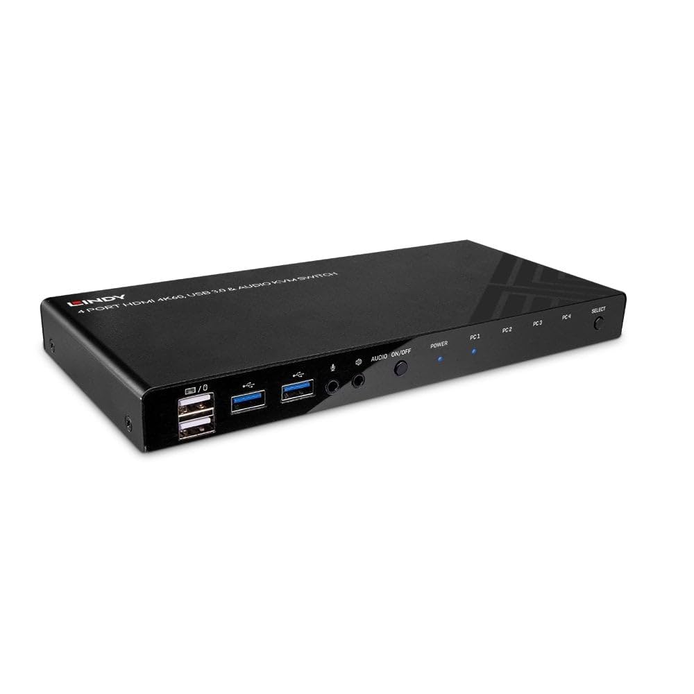 4K60 HDMI KVM Switch with 4 Ports, USB 3.0 & Audio Support - Perfect for Multi-Device Home Office & Gaming Setup