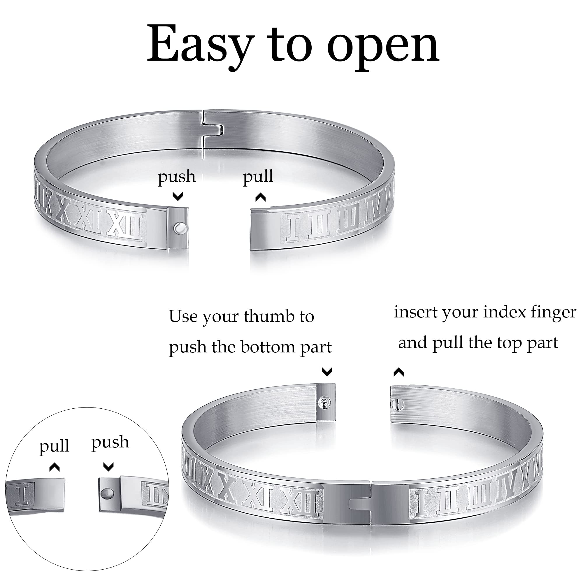 3PCS Stainless Steel Imperial Crown Bracelets for Men - Gold Roman Numeral Bangle, Adjustable Cuff Bracelet - Luxury Jewelry Gifts for Him - Perfect for Weddings, Parties & Special Occasions