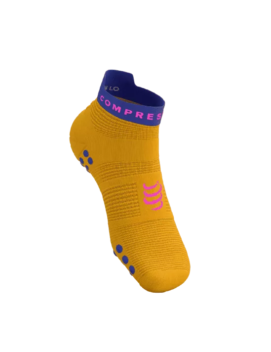 Compressport Unisex Pro Racing Socks v4.0 - Performance Running Socks for Men & Women - Low Cut Athletic Socks in Saffron/Dazz Blue - Ideal for Marathon, Trail Running & High-Intensity Workouts