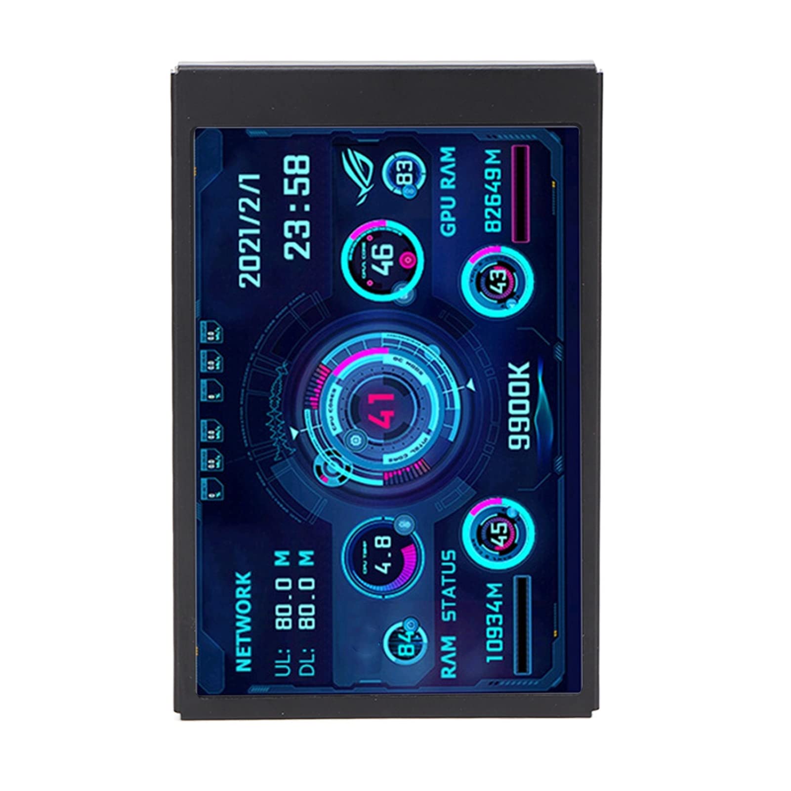 Jectse 3.5 Inch IPS Computer Temperature Monitor - USB C Auto Off Rotatable Display for PC CPU RAM GPU Usage - Full View Desktop Hardware Monitoring Tool (Black) - Perfect for Gaming Rigs, Workstations & Server Rooms