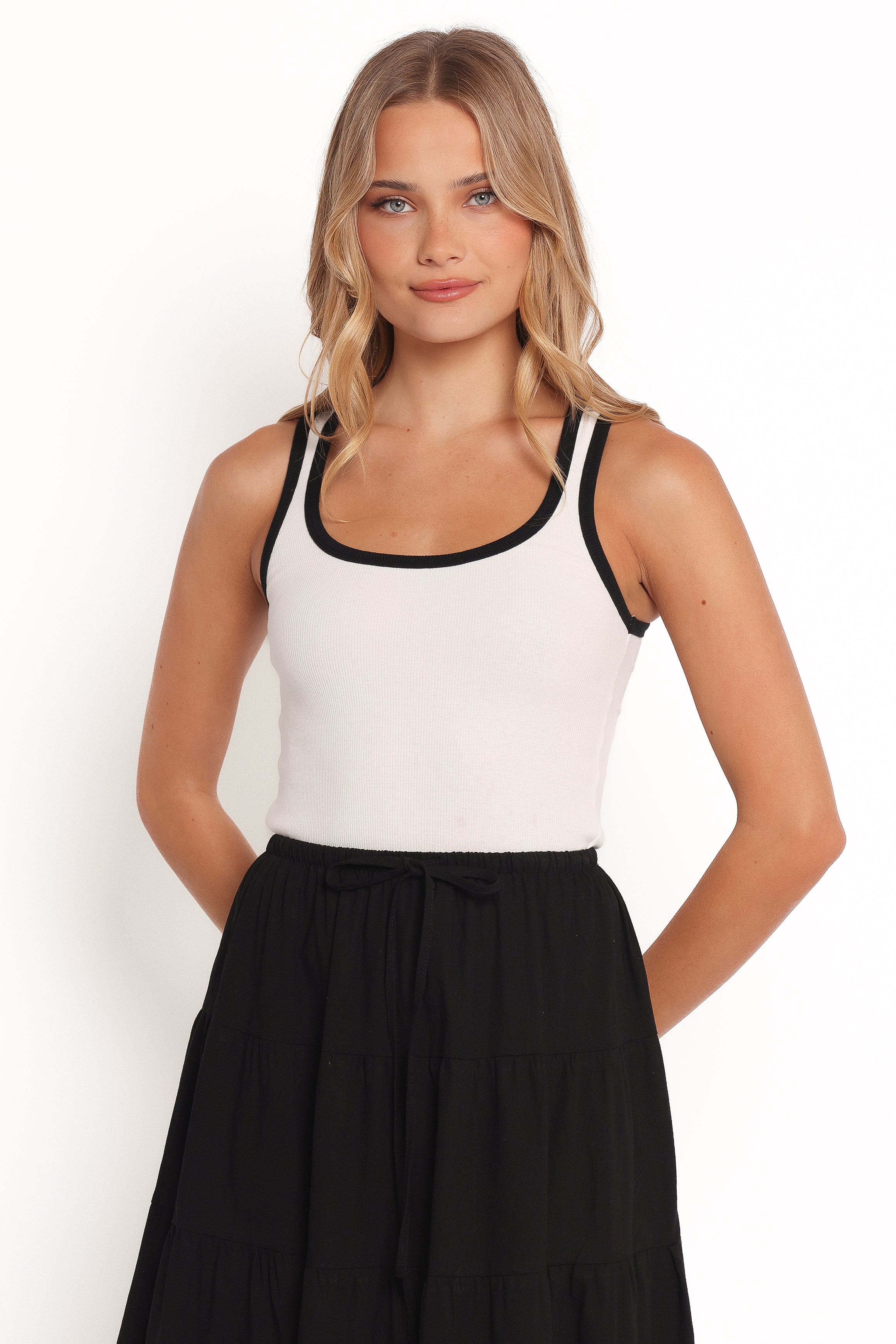 Anthie Knit Tank Top for Women - Soft White Summer Casual Wear - Perfect for Beach, Yoga & Everyday Outfits