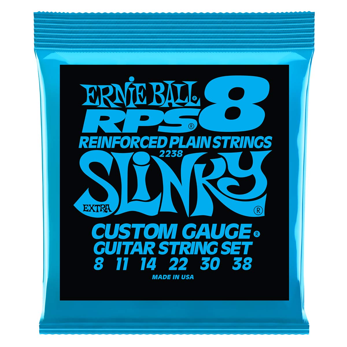 Ernie Ball Extra Slinky RPS Electric Guitar Strings 8-38 Gauge (P02238) - Premium Nickel Wound for Smooth Playability & Bright Tone - Perfect for Rock, Blues & Studio Recording