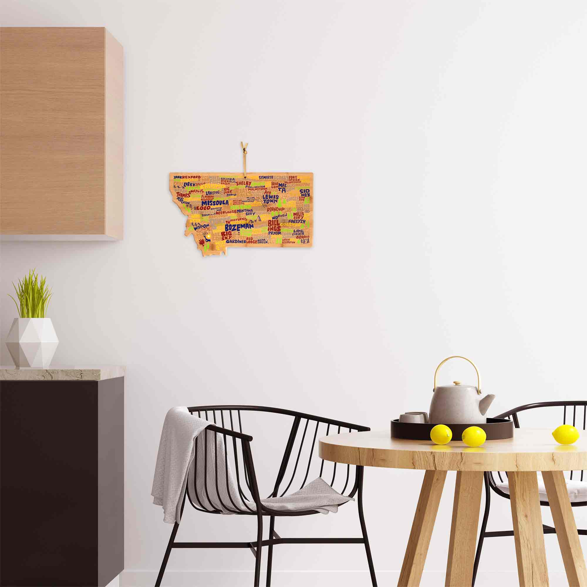 Montana Wood Cutting Board with Handcrafted Artwork by Wander on Words™ - Perfect for Kitchen, Dining & Home Decor