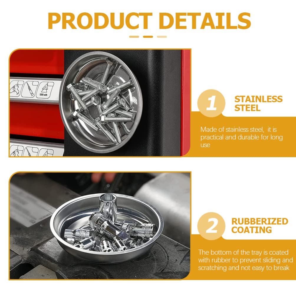 3-Piece Magnetic Tool Tray Set - Heavy Duty Magnetic Screw Holder & Parts Bowl for Mechanics - Perfect for Auto Repair, DIY Projects & Workshop Organization