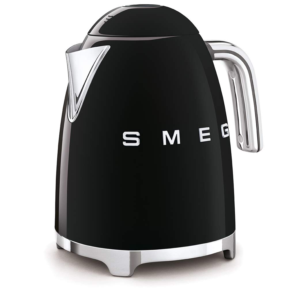 Smeg Standard Kettle 2400W 7 Cups Stainless Steel Black - Fast Boiling Electric Kettle for Home & Office Use