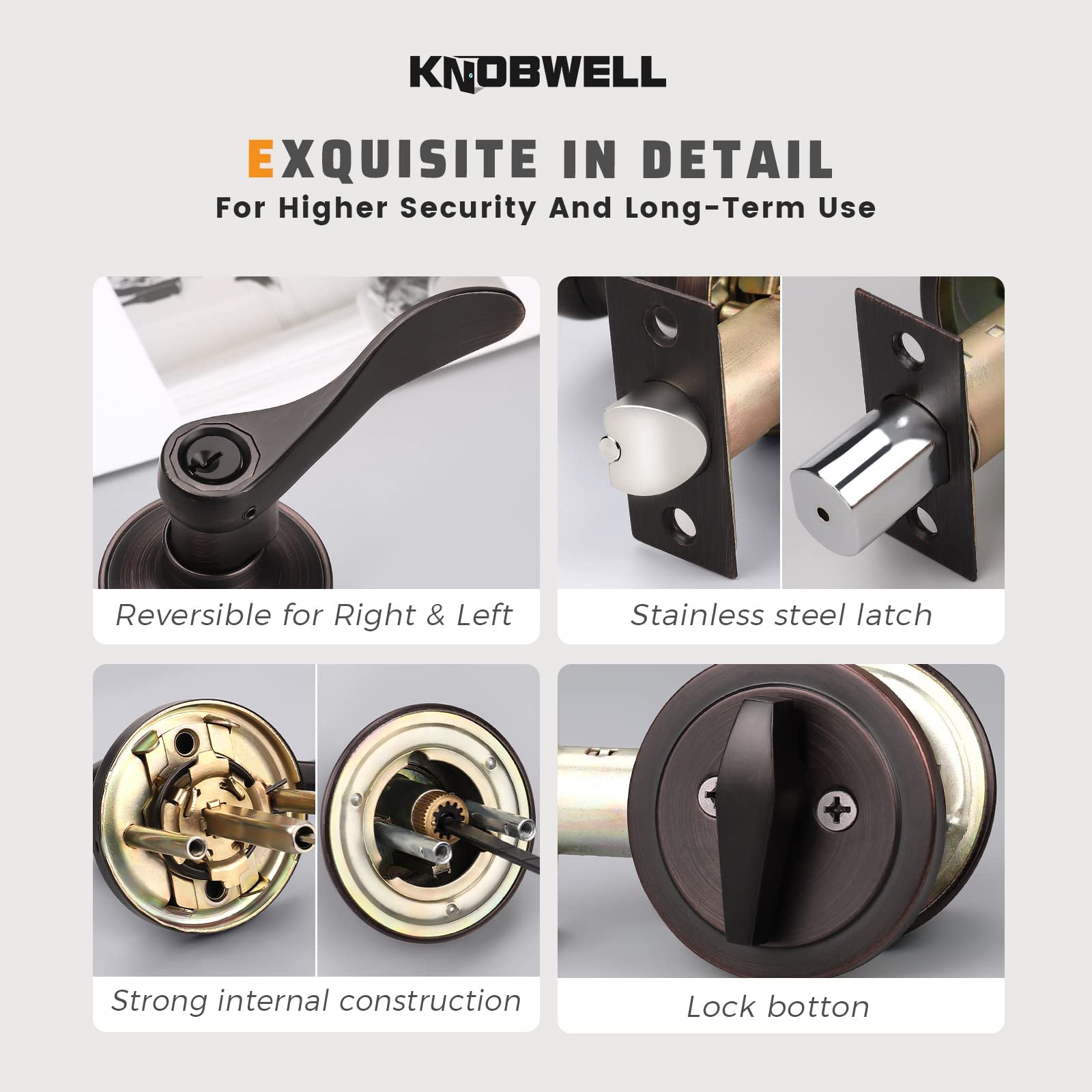 KNOBWELL 5-Pack Single Cylinder Deadbolt & Entry Door Lever Lock Set - Oil Rubbed Bronze Finish, Keyed Alike (Same Keys) | Secure Your Home, Office & Rental Properties with Matching Lock System