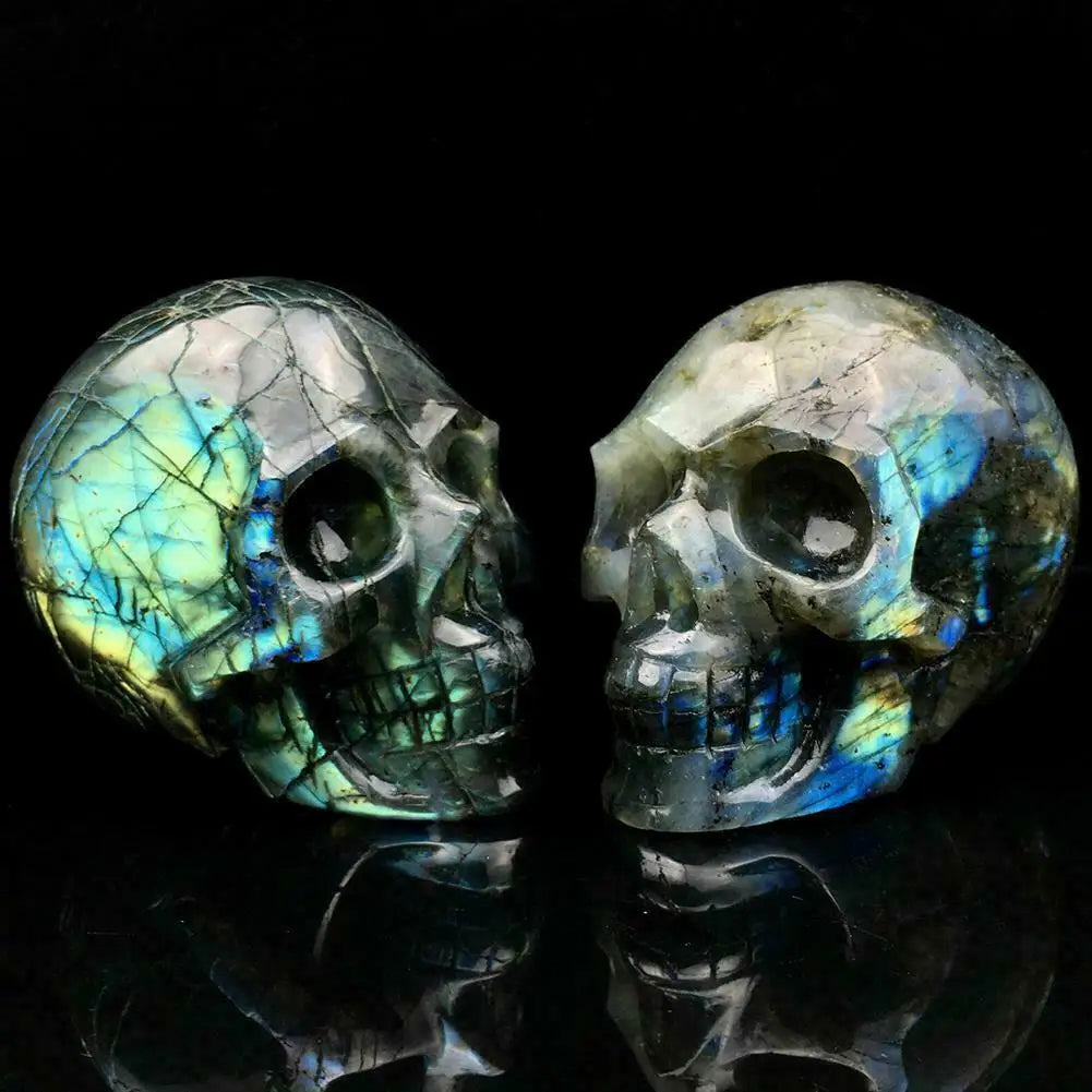 Hand Carved Natural Labradorite Quartz Crystal Skull - 800-1100g for Healing, Meditation & Energy Work | Perfect for Reiki, Yoga & Spiritual Decor