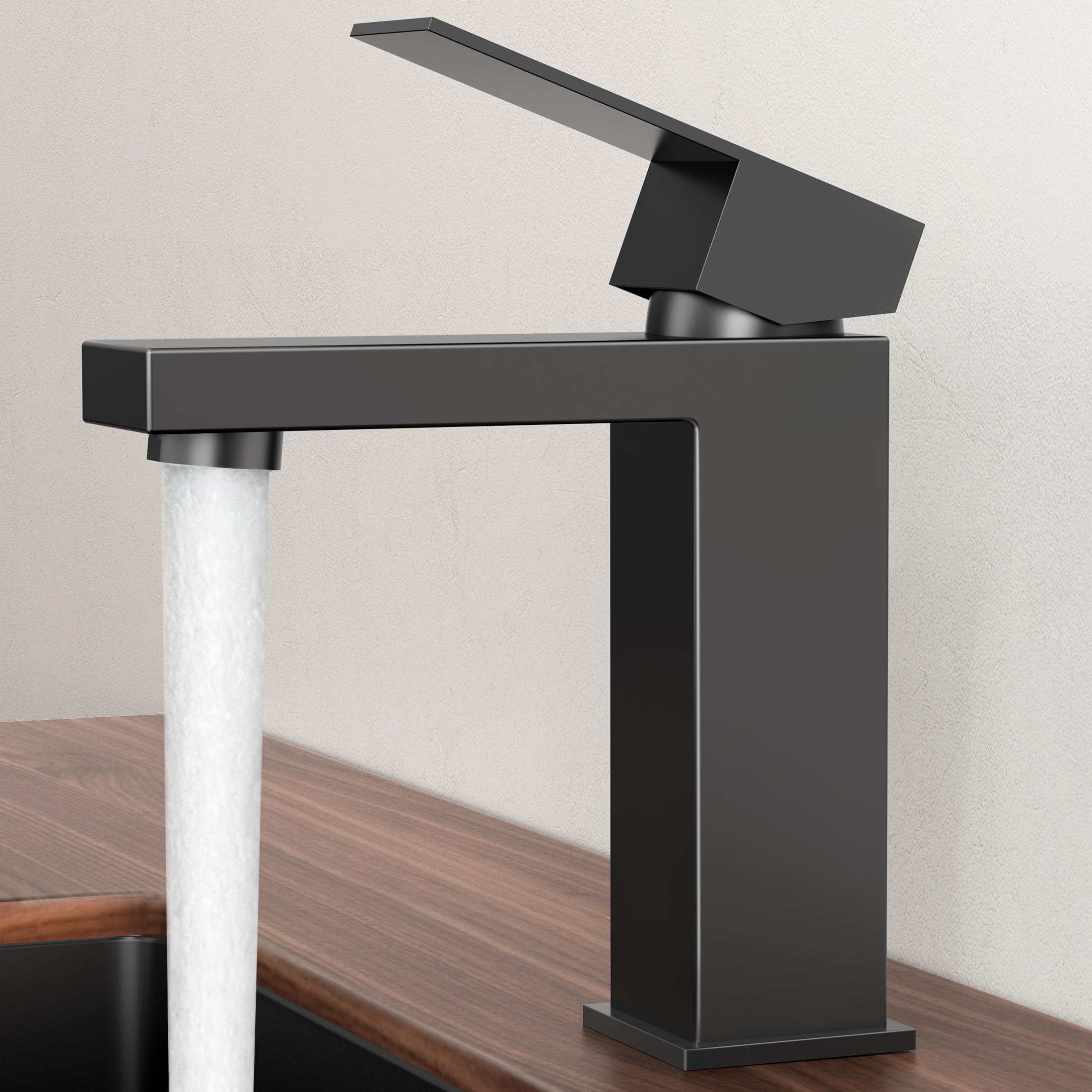 KES Black Single Hole Bathroom Faucet - Stainless Steel cUPC Certified for Vanity Sinks & Vessel Basins
