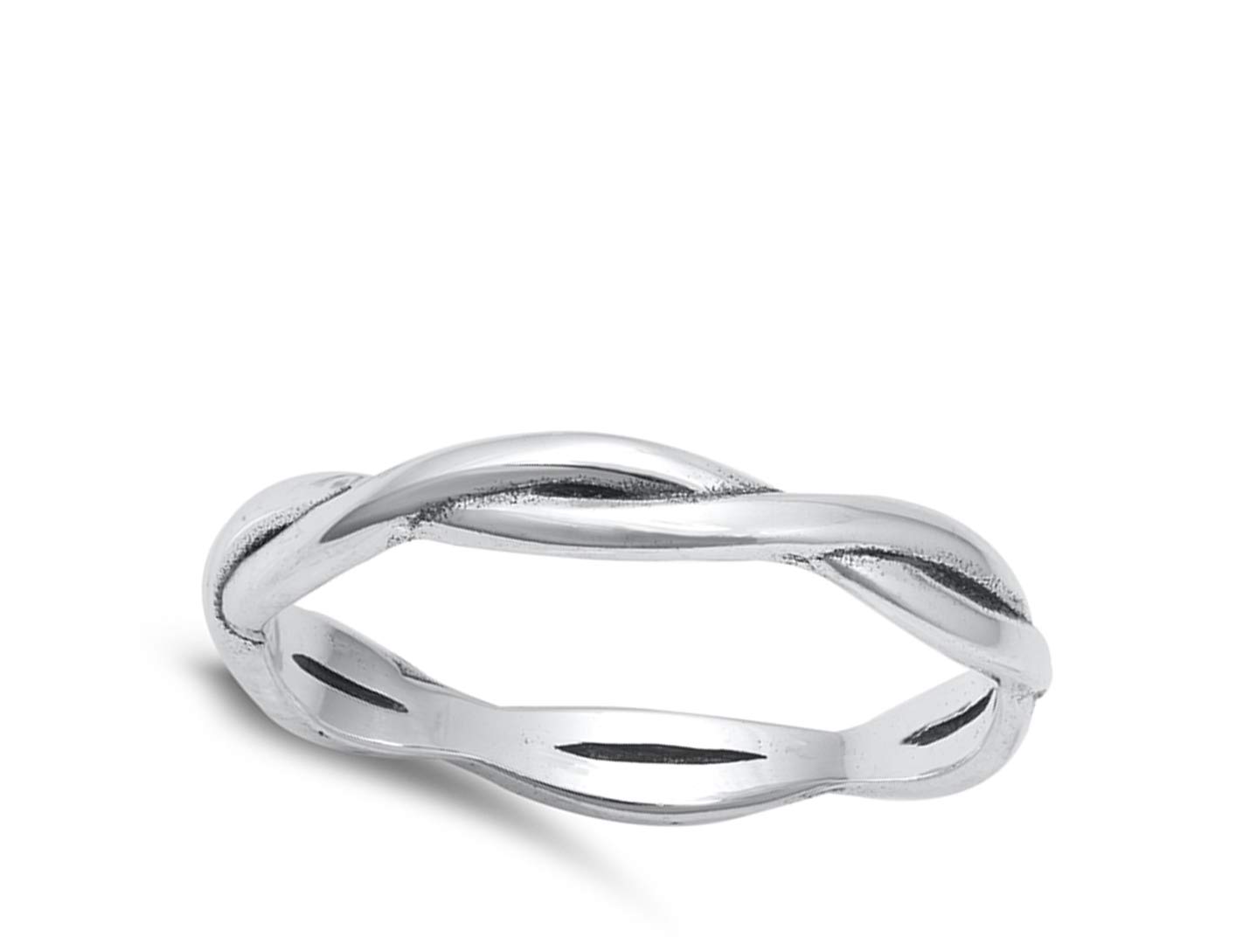 Elegant .925 Sterling Silver Simple Twist Ring for Women - Size 4 to 10 - Perfect for Everyday Wear, Gift Giving & Special Occasions