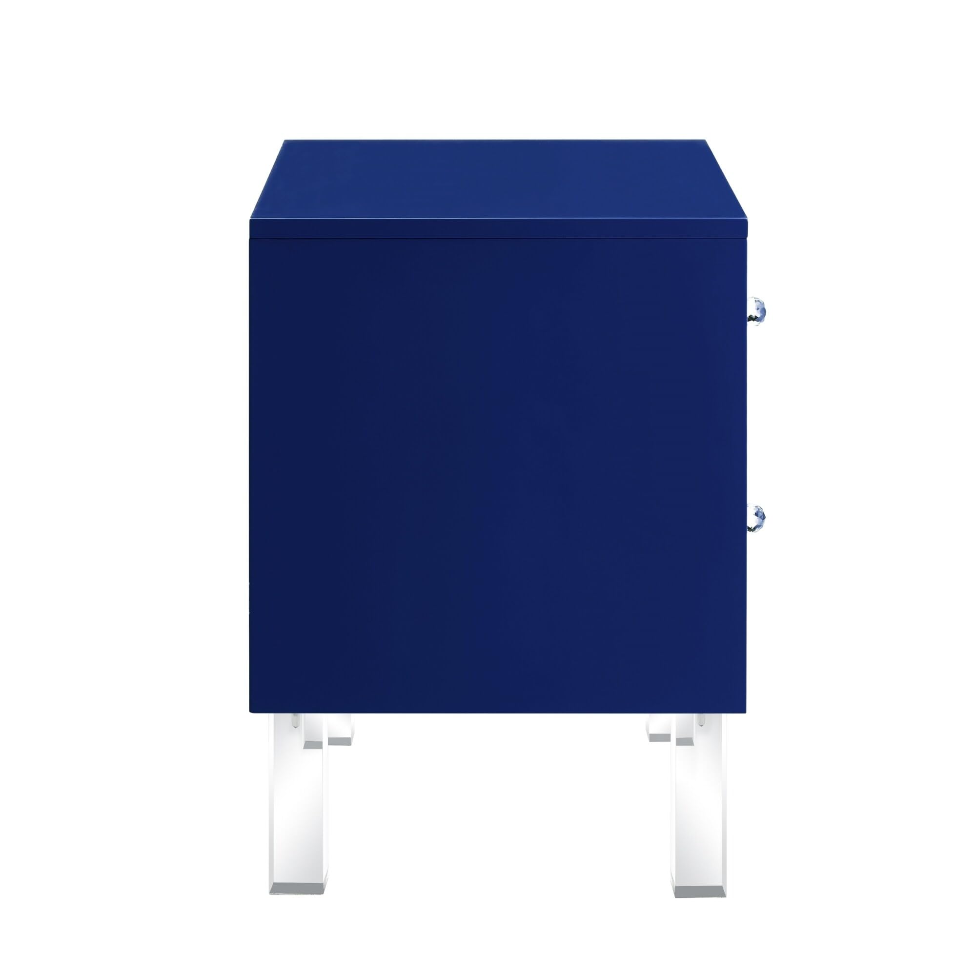 Giorgio Lucite Leg Side Table - Navy Accent Table & Nightstand for Living Room, Bedroom & Office | Modern Home Decor
