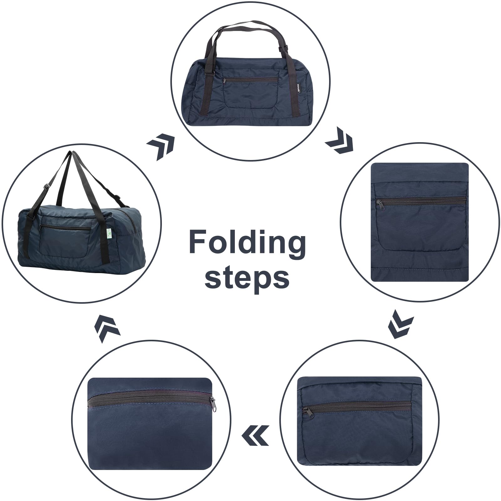 HOLYLUCK Foldable Travel Duffel Bag for Women & Men - Lightweight Gym Bag with Shoulder Strap - Perfect for Workout, Travel & Sports (Navy Blue)