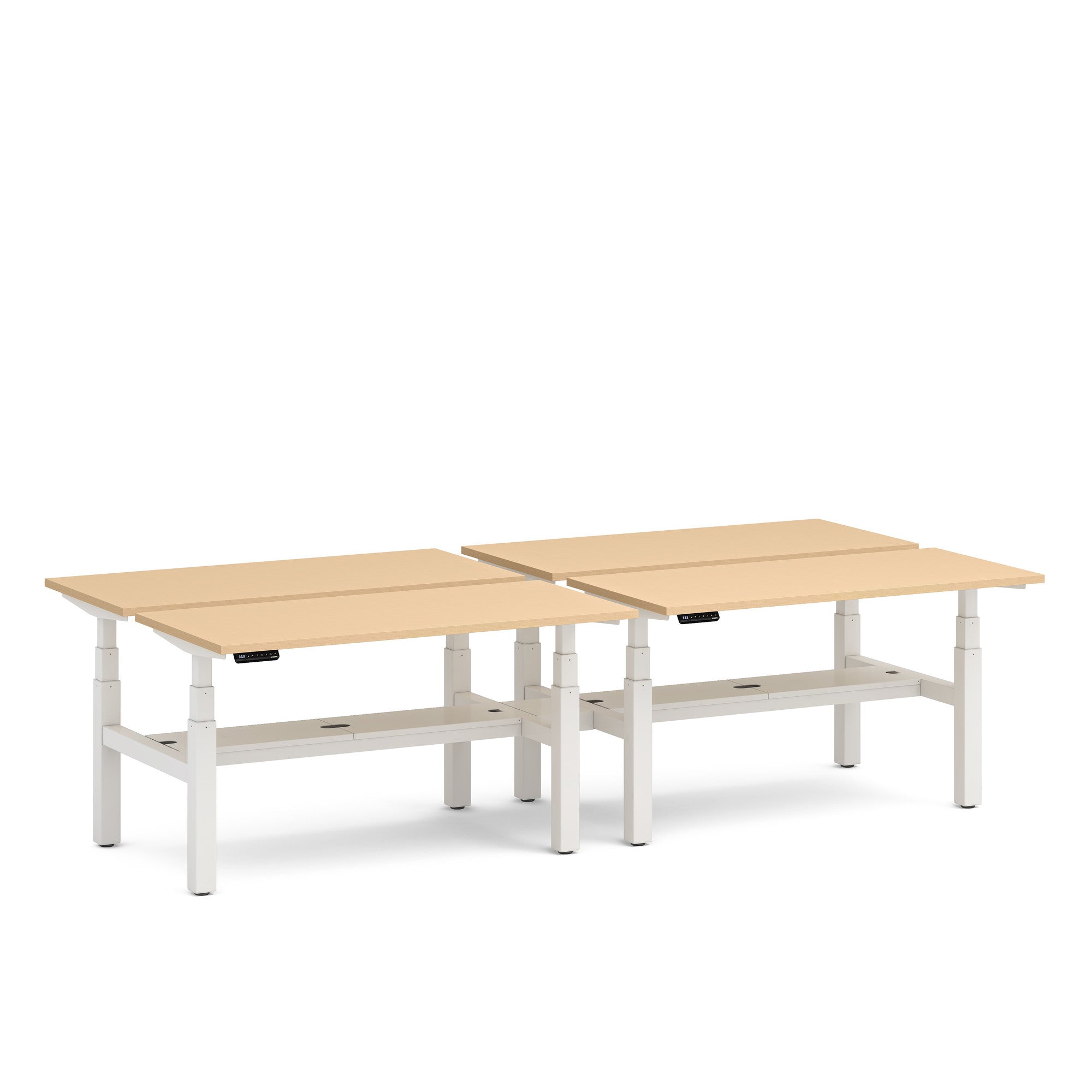 Adjustable Height Double Desk for 4 - Series L Home Office Workstation for Shared Workspace & Study Room
