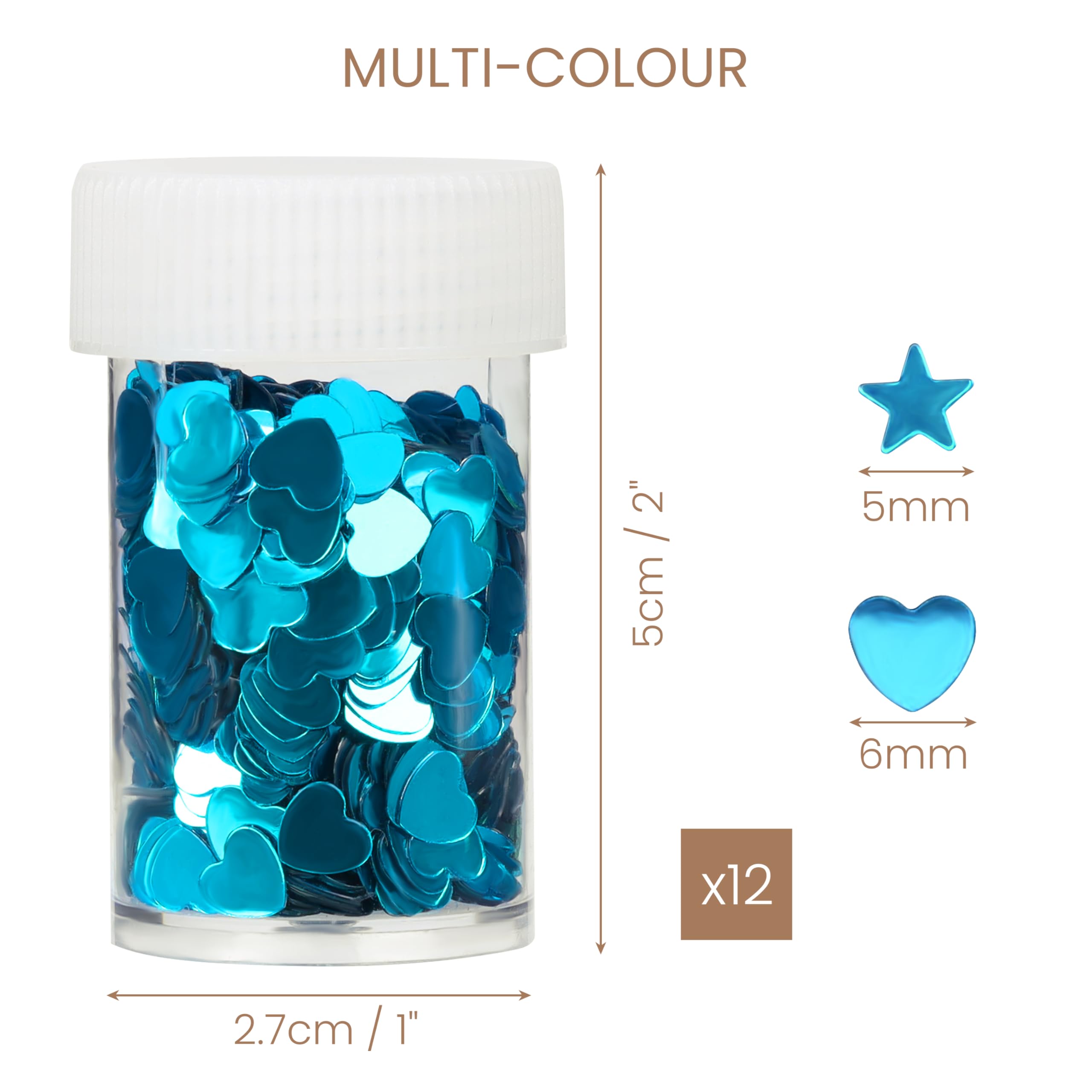 Kurtzy Heart & Star Sequin Pots (24 Pack) - Colorful Glitter Jars for Crafts & Parties