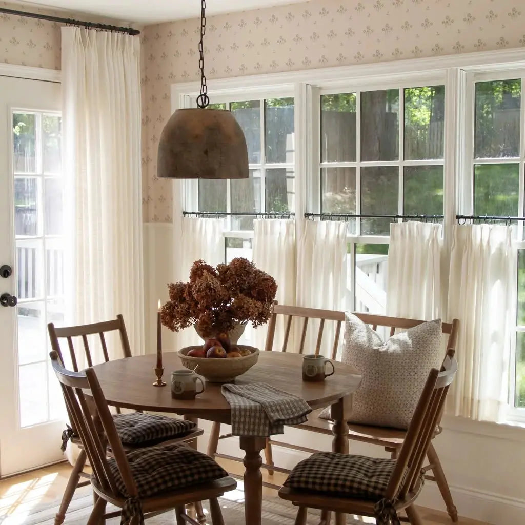 Linen Pleated Cafe Curtains for Kitchen Windows - Elegant Semi-Sheer Window Treatment for Coffee Shops, Restaurants & Home Decor