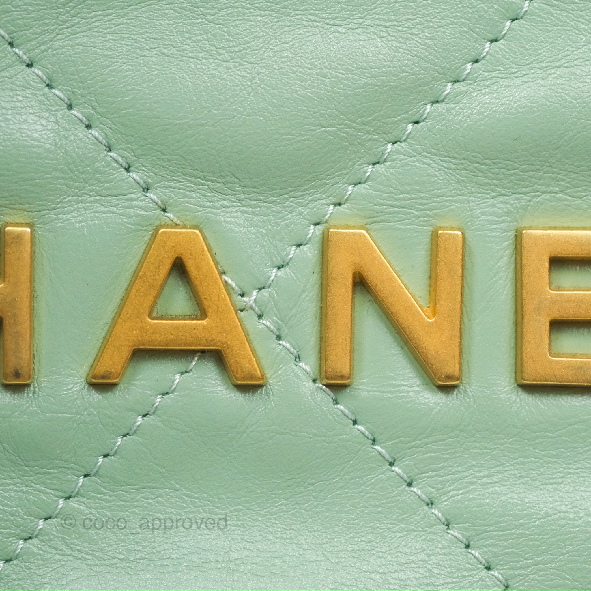 Chanel 22 Small Handbag in Mint Green Shiny Aged Calfskin with Gold Hardware - Luxury Crossbody Bag for Women, Perfect for Date Night & Special Occasions